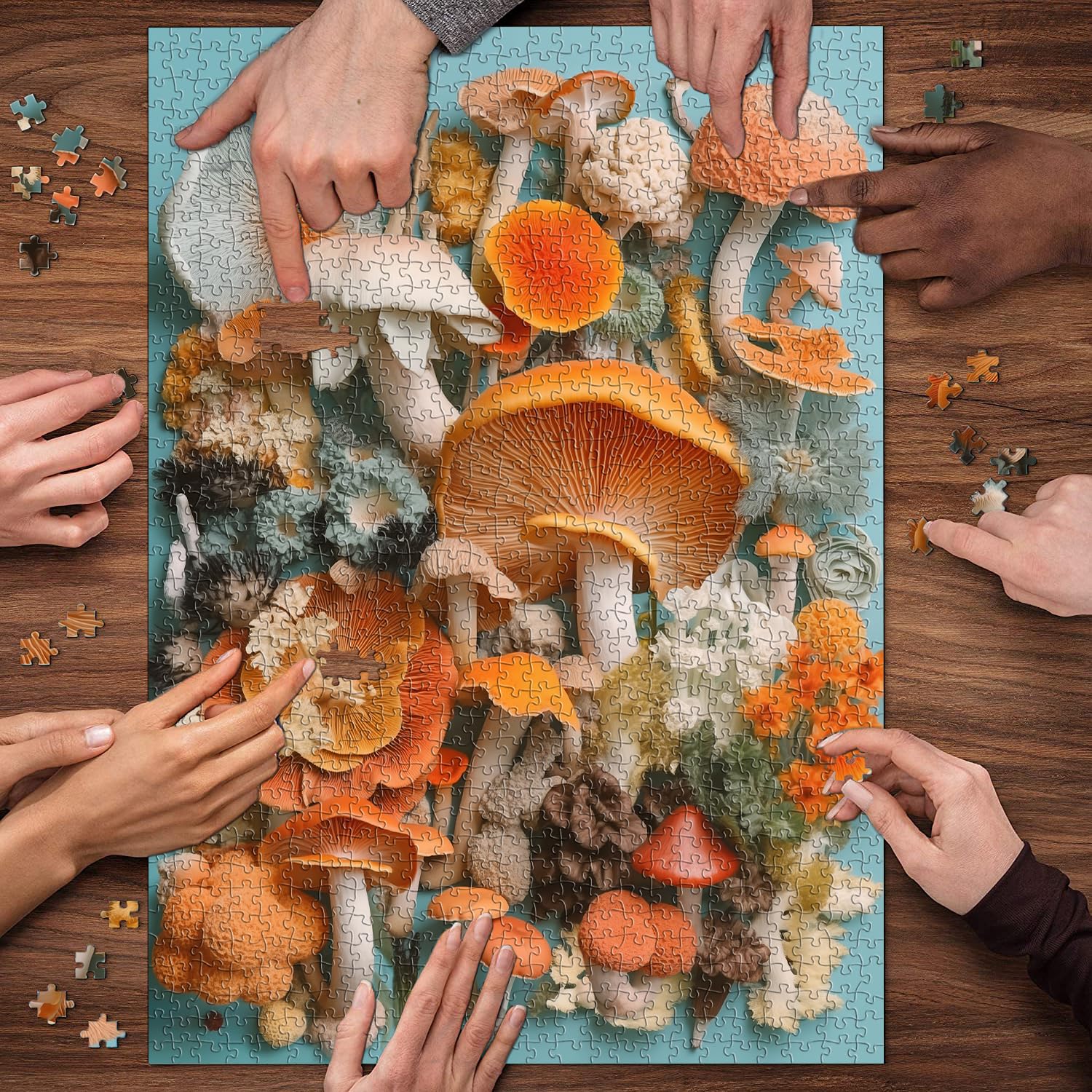 Vintage Mushroom 1000-Piece Jigsaw Puzzle - Stained Glass Forest Fungi Art Puzzle For Adults, Challenging Decor