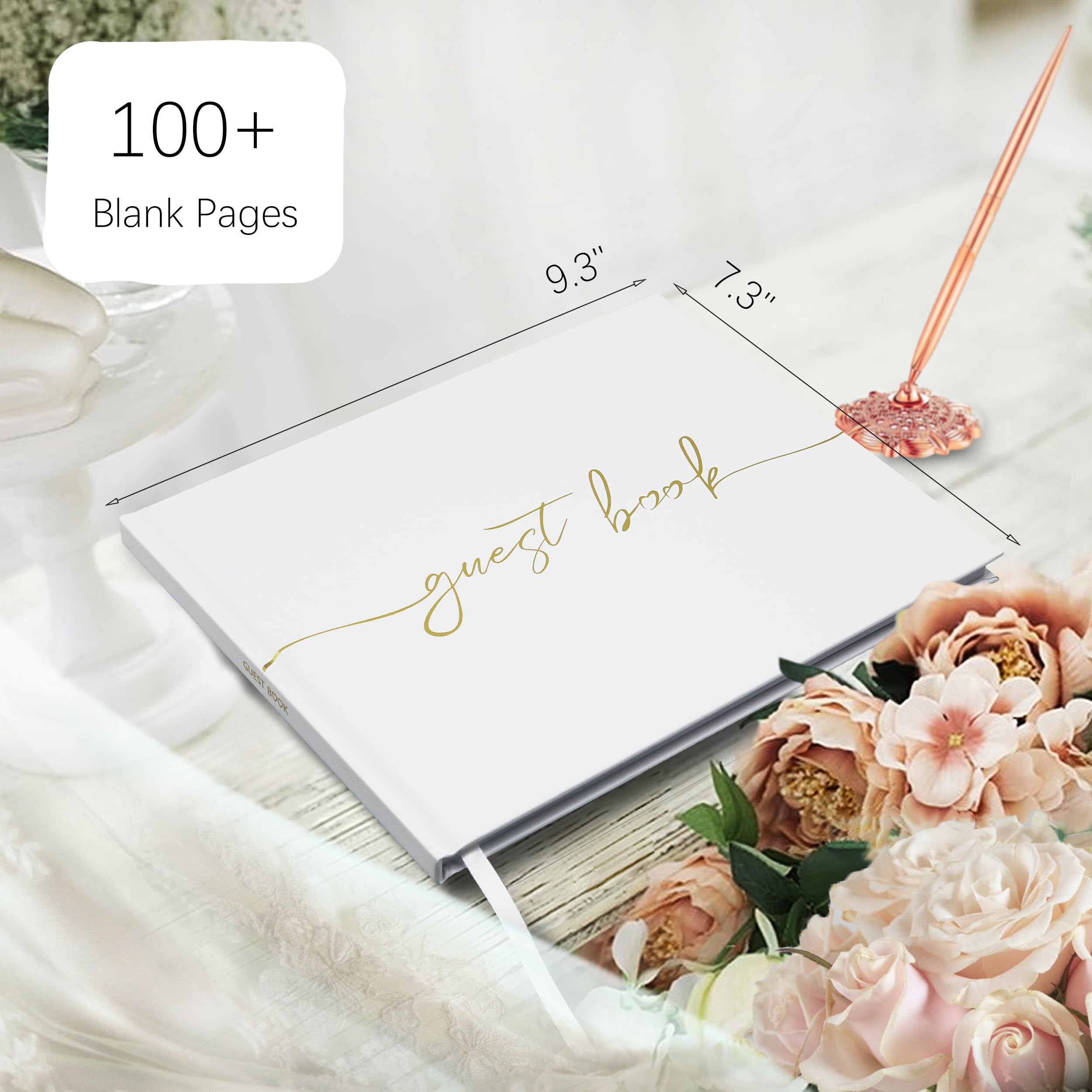 Wedding Guest Book - Elegant Guest Book for Weddings, Receptions, Baby Showers, and Special Events - 100 Blank Pages for Wedding Signatures and Photos (White) - Image 3