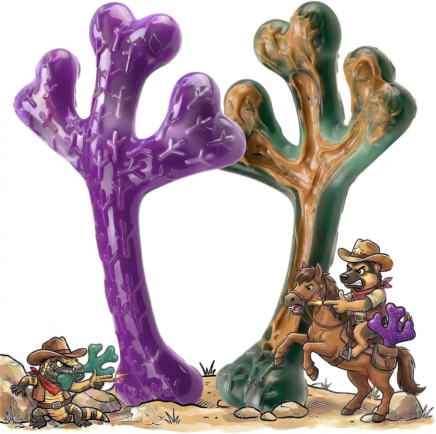 XL Cactus Indestructible Dog Chew Toys for Aggressive Chewers – 2 Pack Beef Flavored Nylon Bones for Large Dogs 20-90 lbs, Long Lasting & Keeps Them Busy