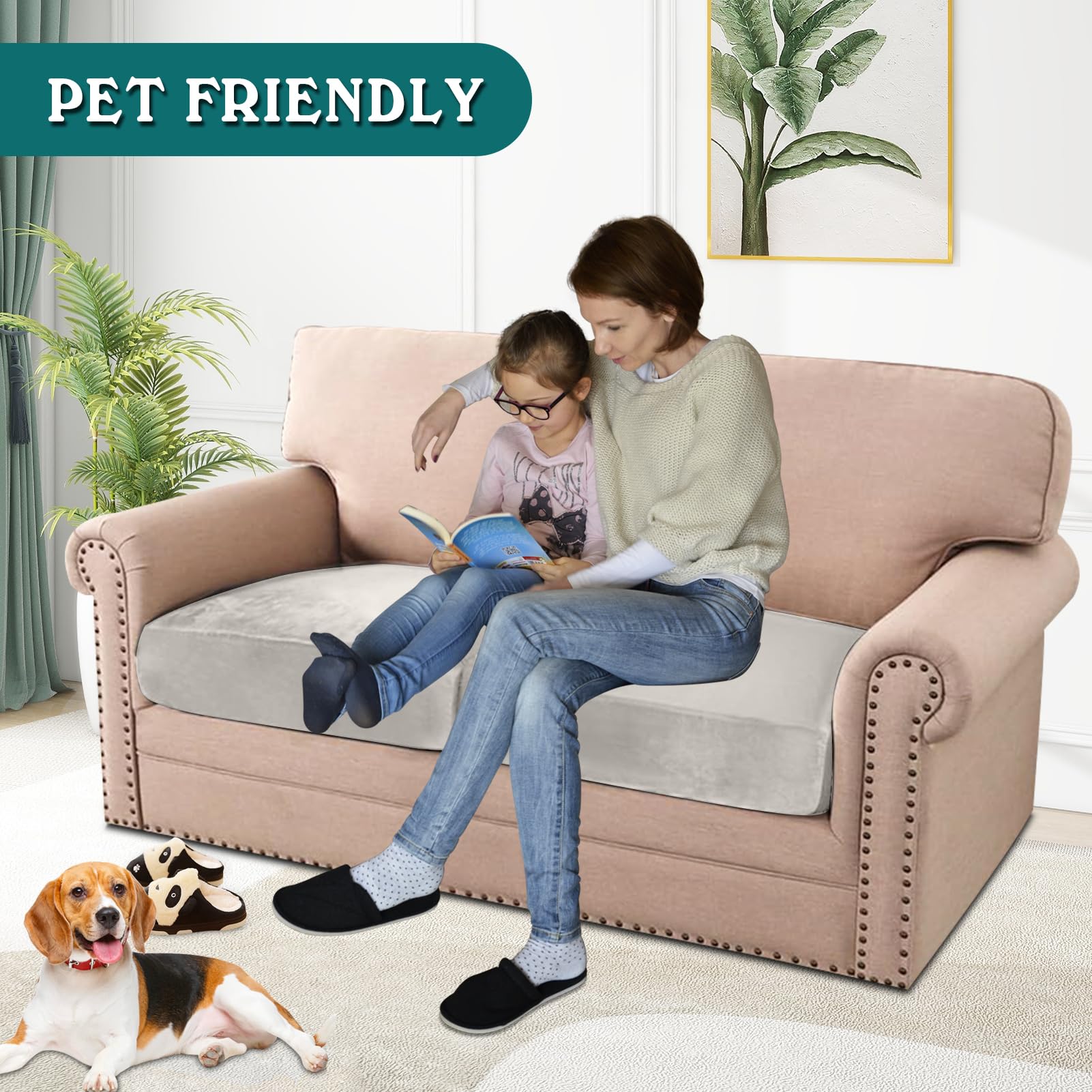 BXFUL Stretch Velvet Sofa Seat Cushion Cover, Removable Sofa Couch Covers with Elastic Bottom - Image 4