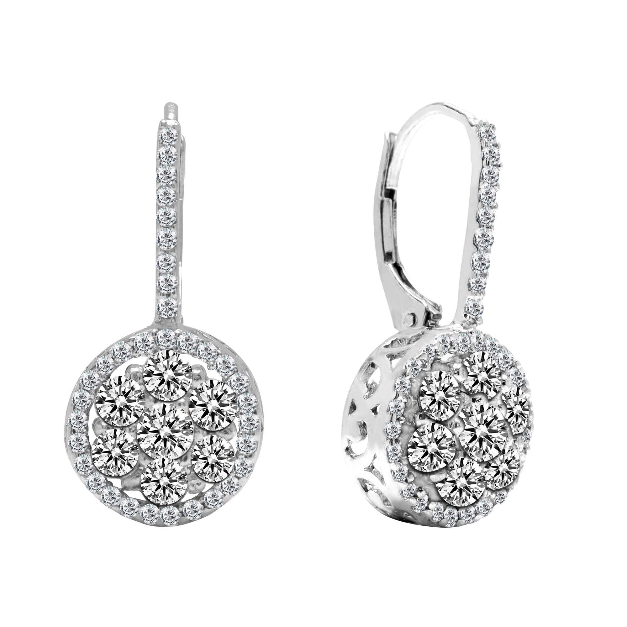 LeCalla925 Sterling Silber Leverback Ohrringe Leichtgewicht Zirkonia Leverback Tropfen Ohrring fr Frauen baumeln