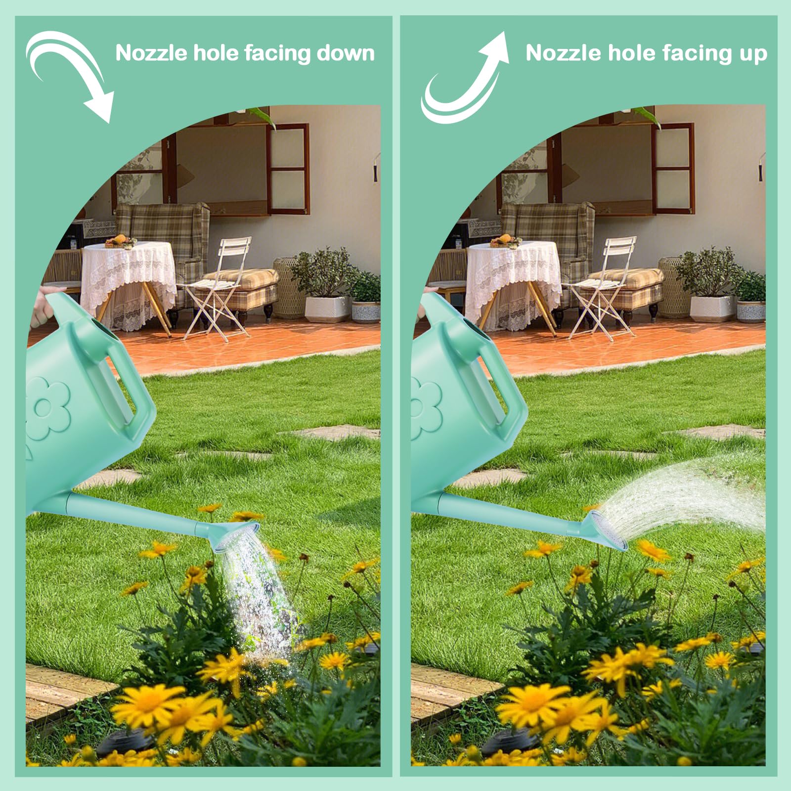 Gießkanne für Zimmerpflanzen, Gartengießkannen für den Außenbereich, Pflanzenhausblumen, moderne Pflanzengießkanne, großer langer Auslauf mit Sprinklerkopf