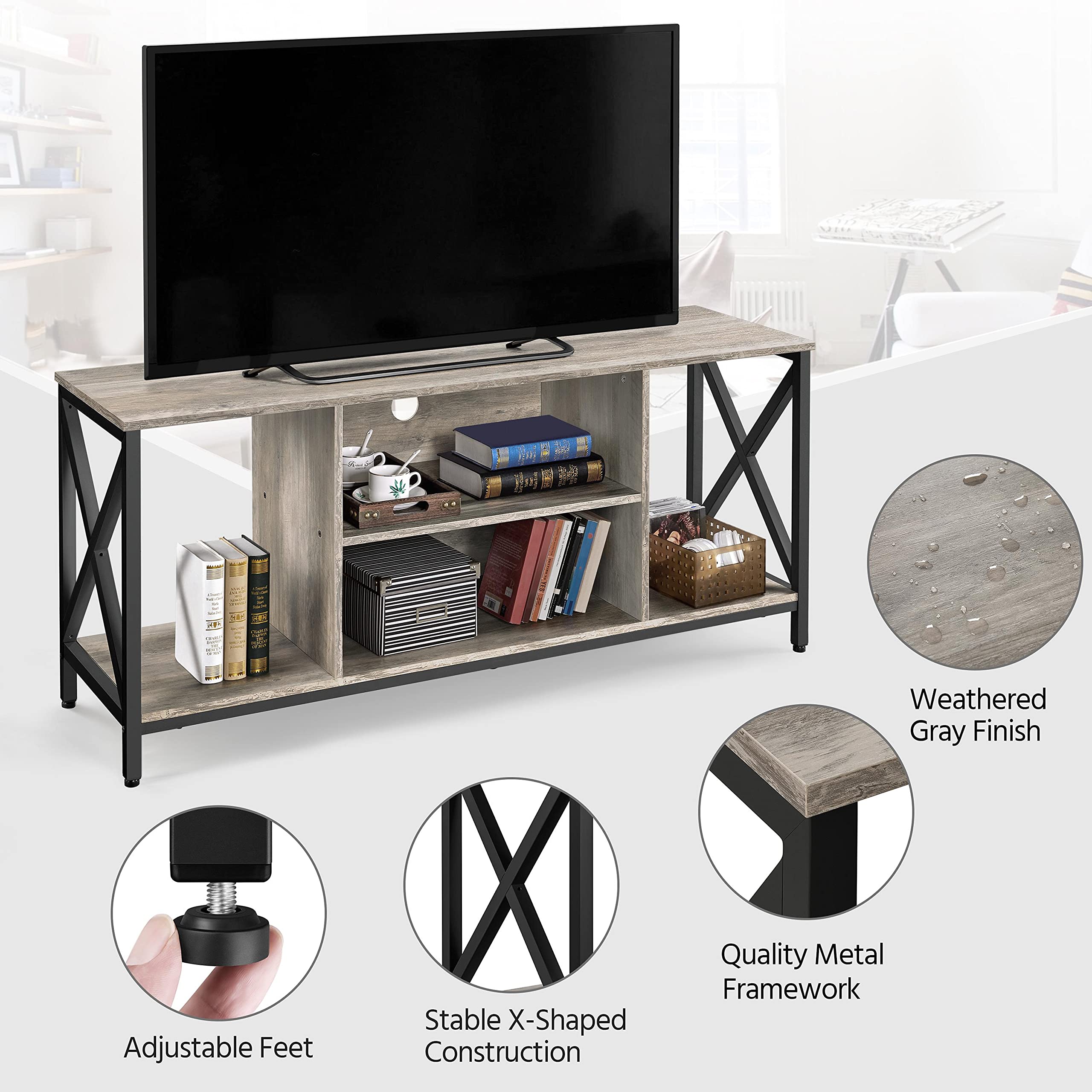 Yaheetech TV Stand for 65 inch TV Console Table with Storage Shelves