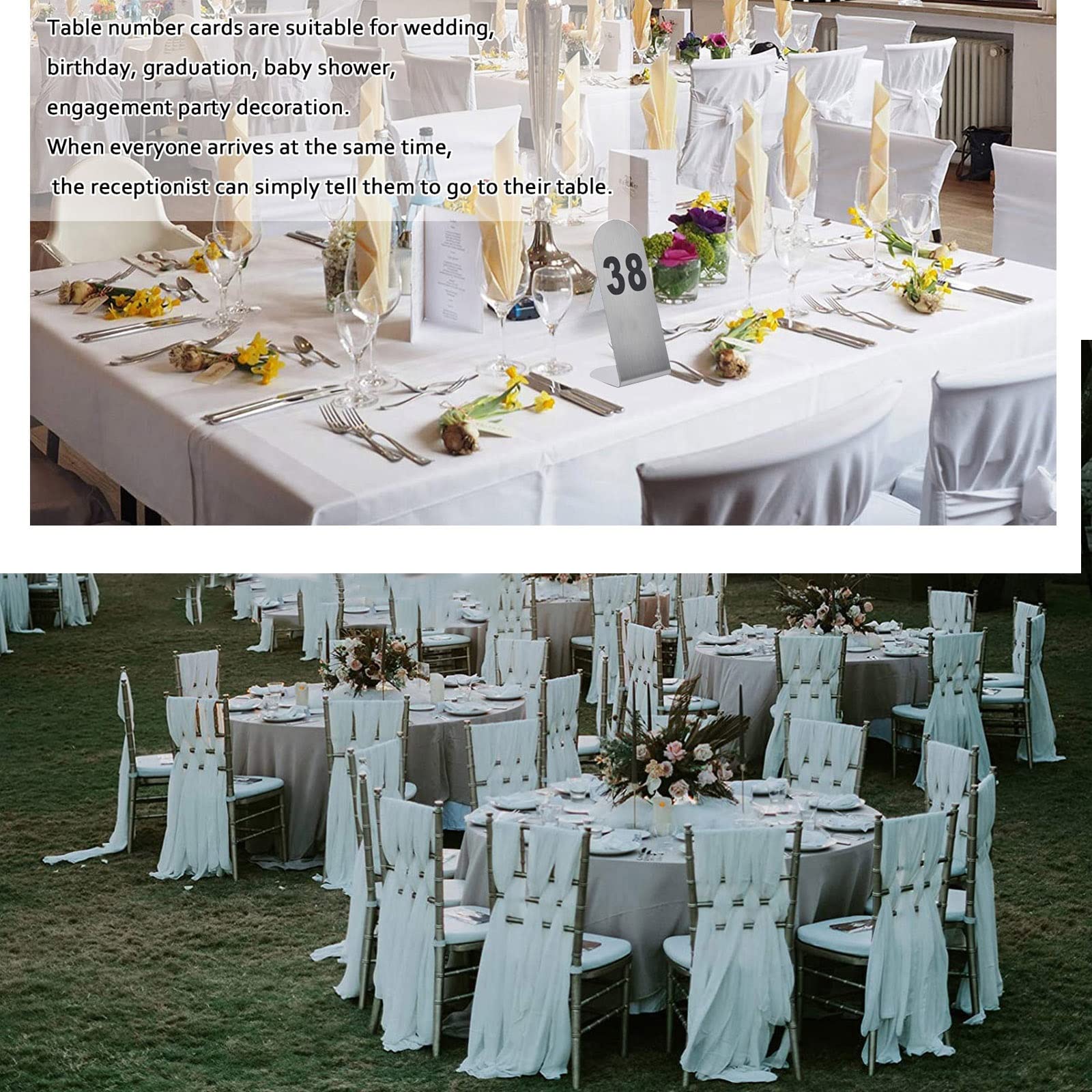 V3VOGUE Numero di Tavolo Ristorante in Acciaio Inox, 1-25/50/100 Carte da Numero di Tavolo, Impilabili, Robusti E Leggeri, Tavolo Segno per Matrimonio, Targhette Numerazione Tavoli