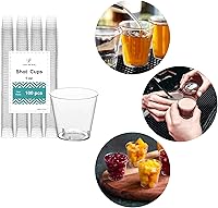 Vista 5 de Craft And Party, 100 piezas de vasos transparentes premium de 1 onza. Vasos transparentes desechables para degustación de vino, vodka, whisky, shots