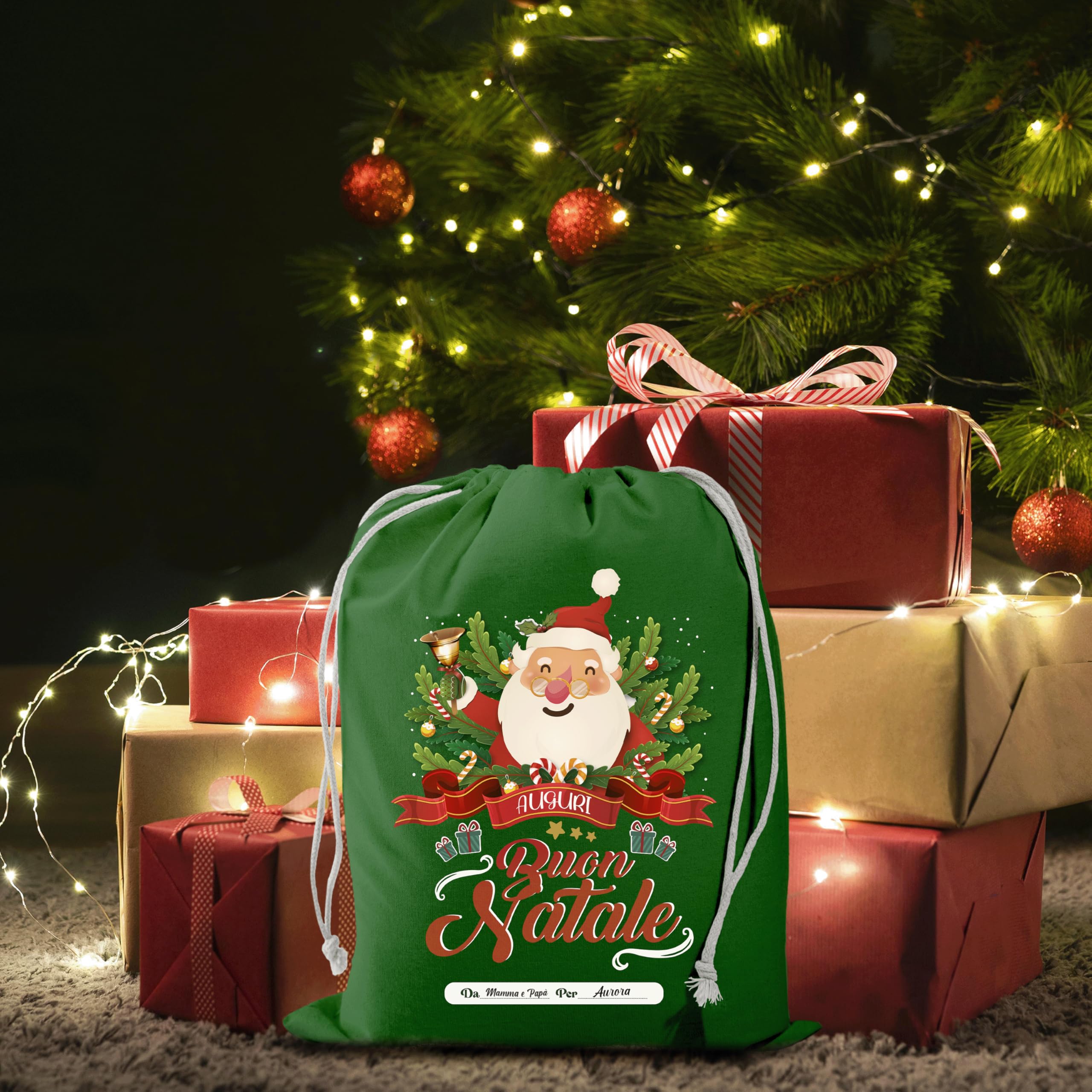 Großer Weihnachtsmannsack aus Jute XXL – Maxi-Tasche 70 x 50 cm mit Kordel für Weihnachtsgeschenke – originelle Geschenktaschen – originelle Weihnachtstüte