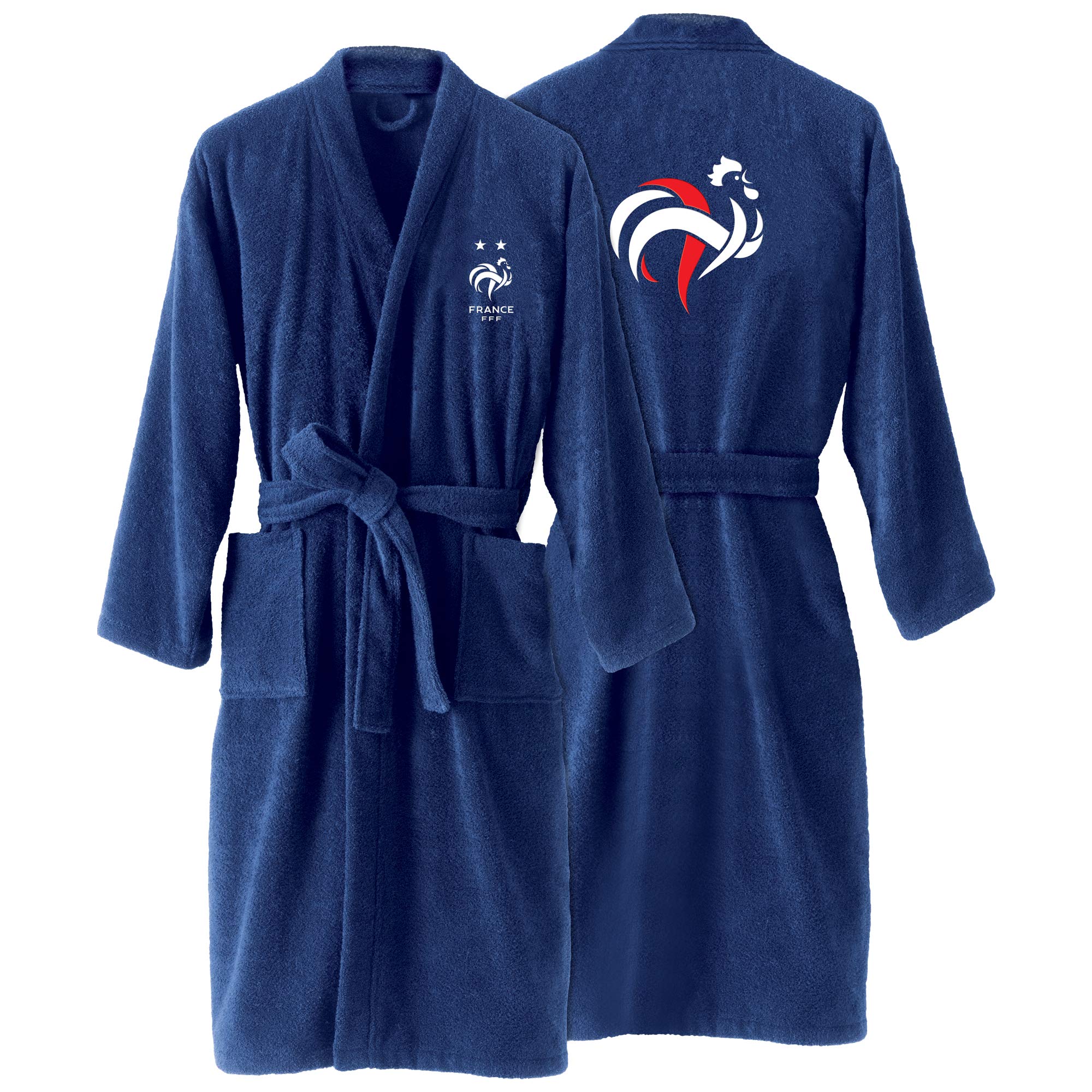 FFF Champions Peignoir adulte | Bouclette 100% Coton | OEKO-TEX | Bleu