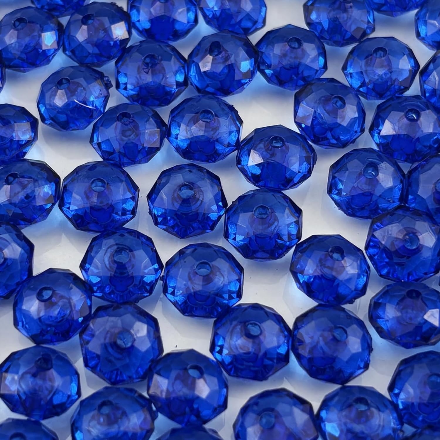 1000pcs 6mm Acrylic Crystal Beads, Faceted Rondelle Acrylic Spacer Beads for Wind Chimes Bracelet Necklace Earring Keychain Jewelry Making DIY Crafts(Sapphire Blue)