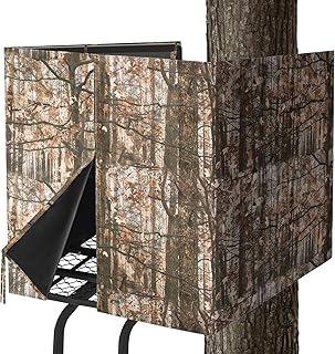 MADHOLLY Large 100" × 35.4" Tree Stand Blind- Tree Stand Cover for 2 Man Stand, with Magnetic Closure, More Silent- Universal Camo Hunting Blind Tree Stand Accessories for Hunting Deer Turkey