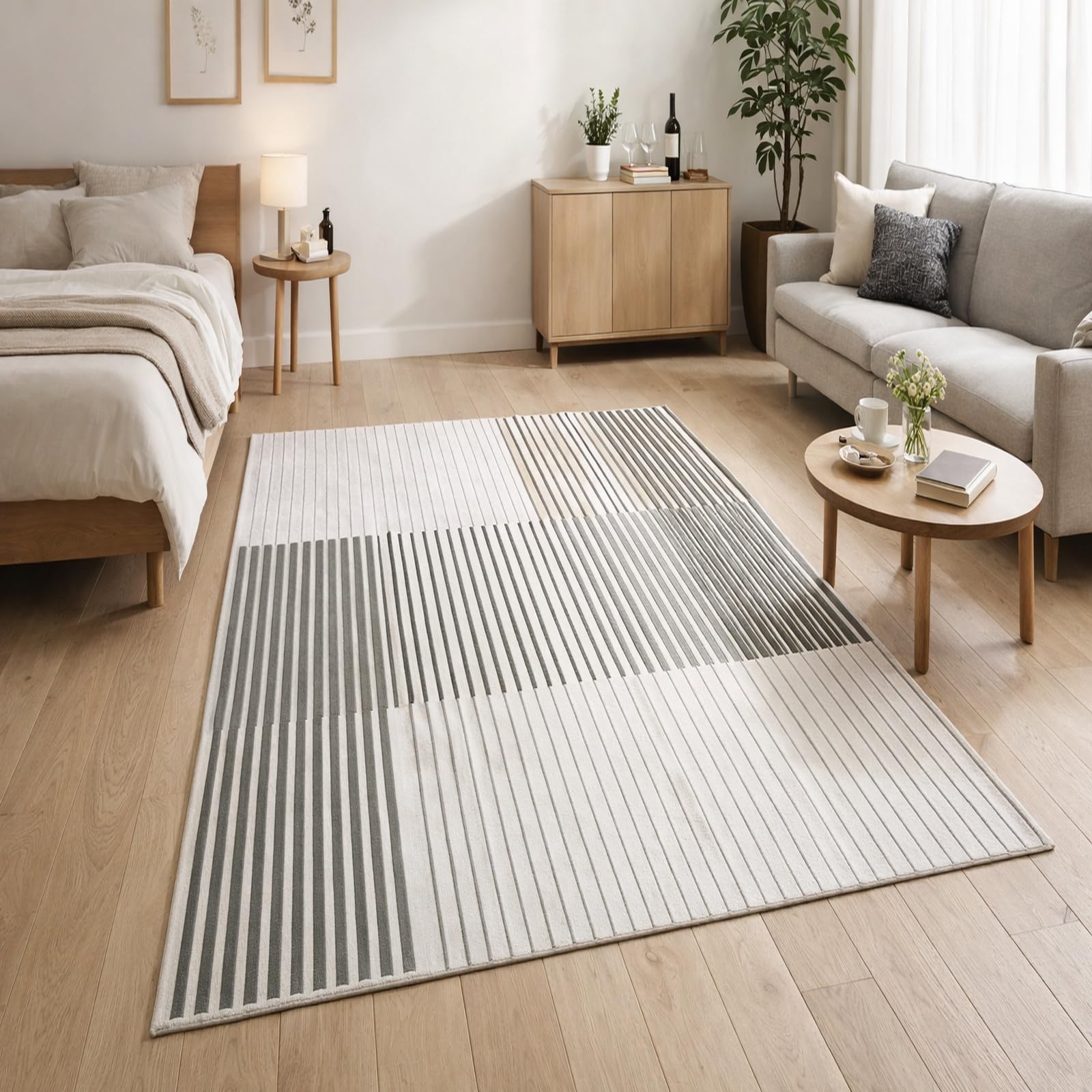 Tapis abstract gray lavable antidérapant 120x180cm de salon