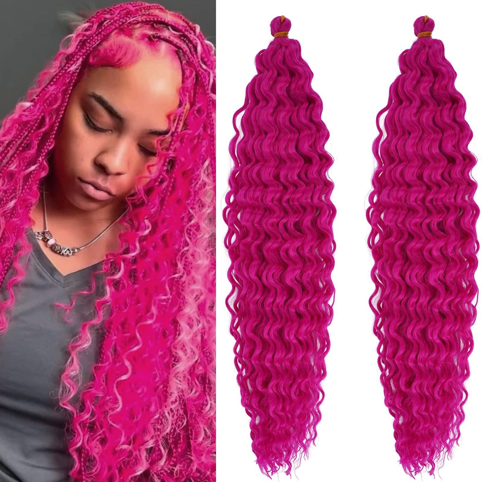 pois ポワ　メロウキャミ　ピンク Amazon.com : Magenta Curly Ocean Wavy Braiding Hair Deep Wave