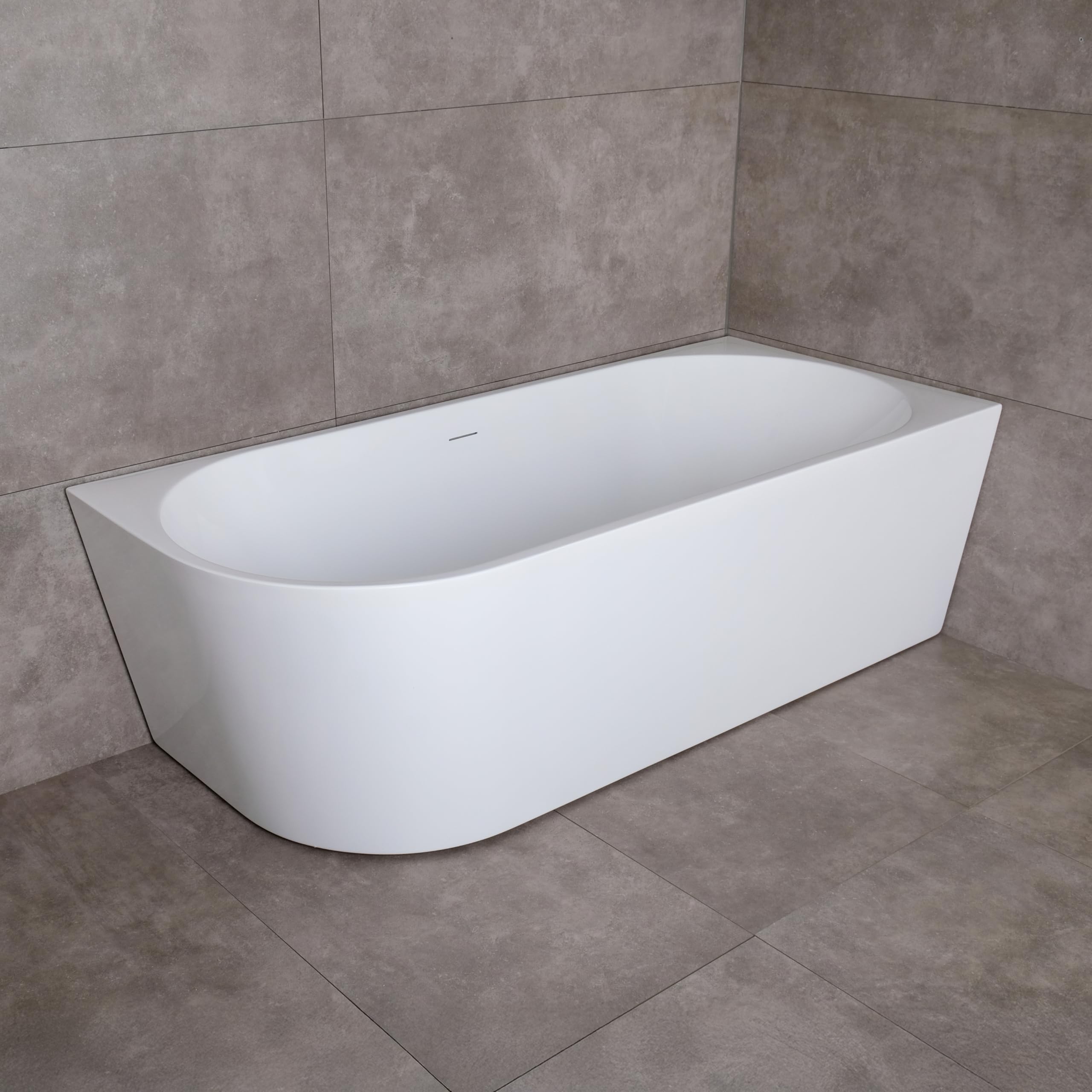 Aloni Bañera semiindependiente de esquina 180 x 80 cm derecha redonda acrílico blanco