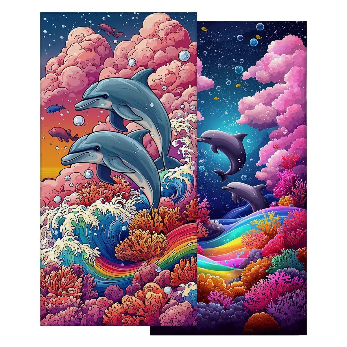 Juego de 2 Toalla Playa Grande 80x160 cm, Secado Rapido Toalla Microfibra Gimnasio, Antiarena Toallas de Playa Océano, Grande Ligera Compacta Toallas Microfibra Mujer Hombre para Viaje Piscina -3894