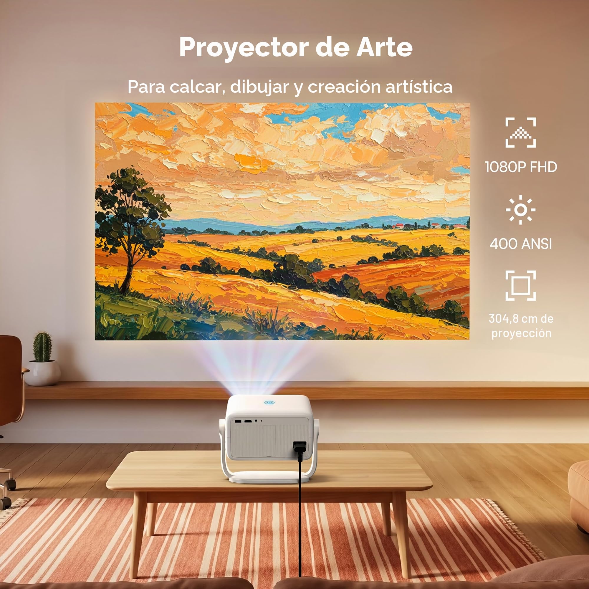 Caydo P3 Proyector Artístico con Aplicación Exclusiva para Artistas, Proyector Portátil con Autofoco y Corrección Keystone, Resolución Nativa 1080P para Dibujo y Calco, Proyección de 40''-120''
