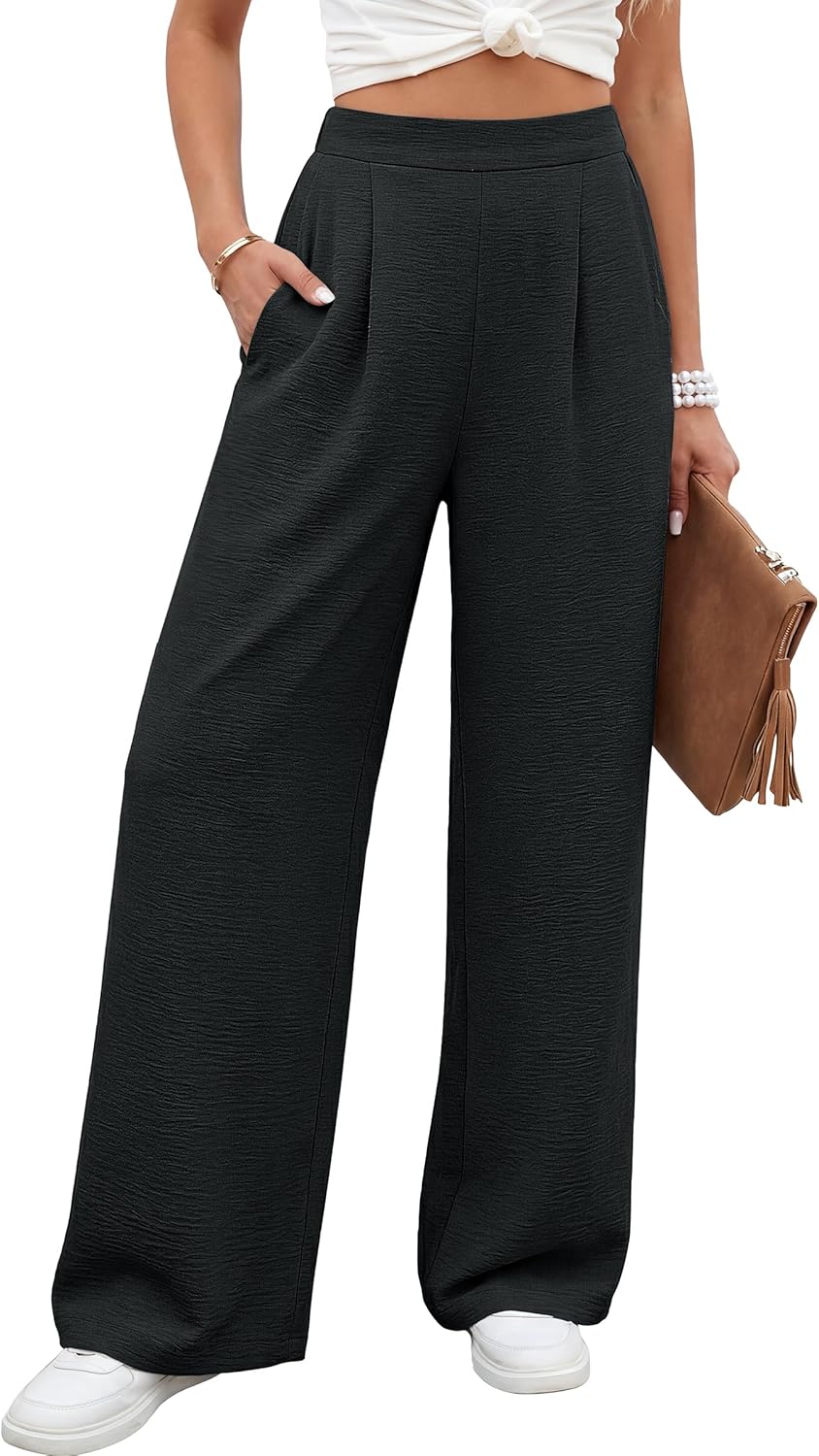 Caracilia Women Wide Leg Pants 2026 Summer High Waisted Business Casual Work Dress Pants Palazzo Slacks Trousers Outfits