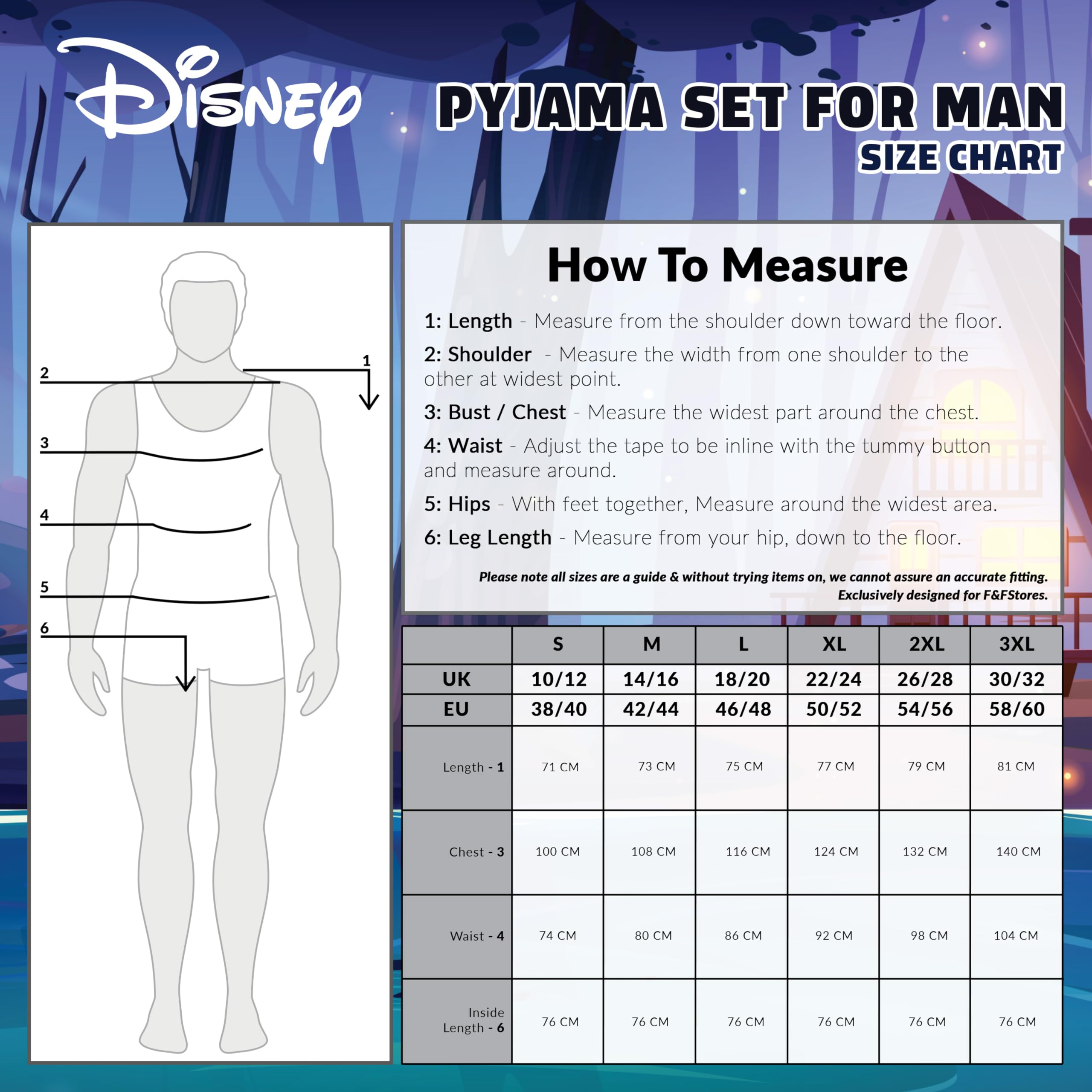 Disney Pijamas para Hombres - Camiseta y Pantalones, Conjunto Tallas S-3XL Regalos Navidad