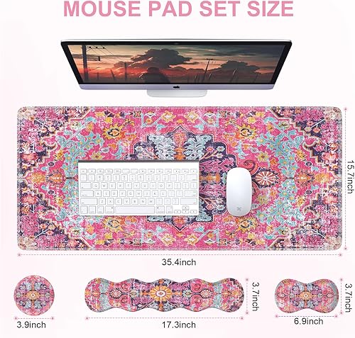 Miniatura 9 de iLeadon Juego de alfombrillas para teclado y mouse alfombrilla grande para mouse para juegos  reposamuñecas para teclado  alfombrilla para mouse con