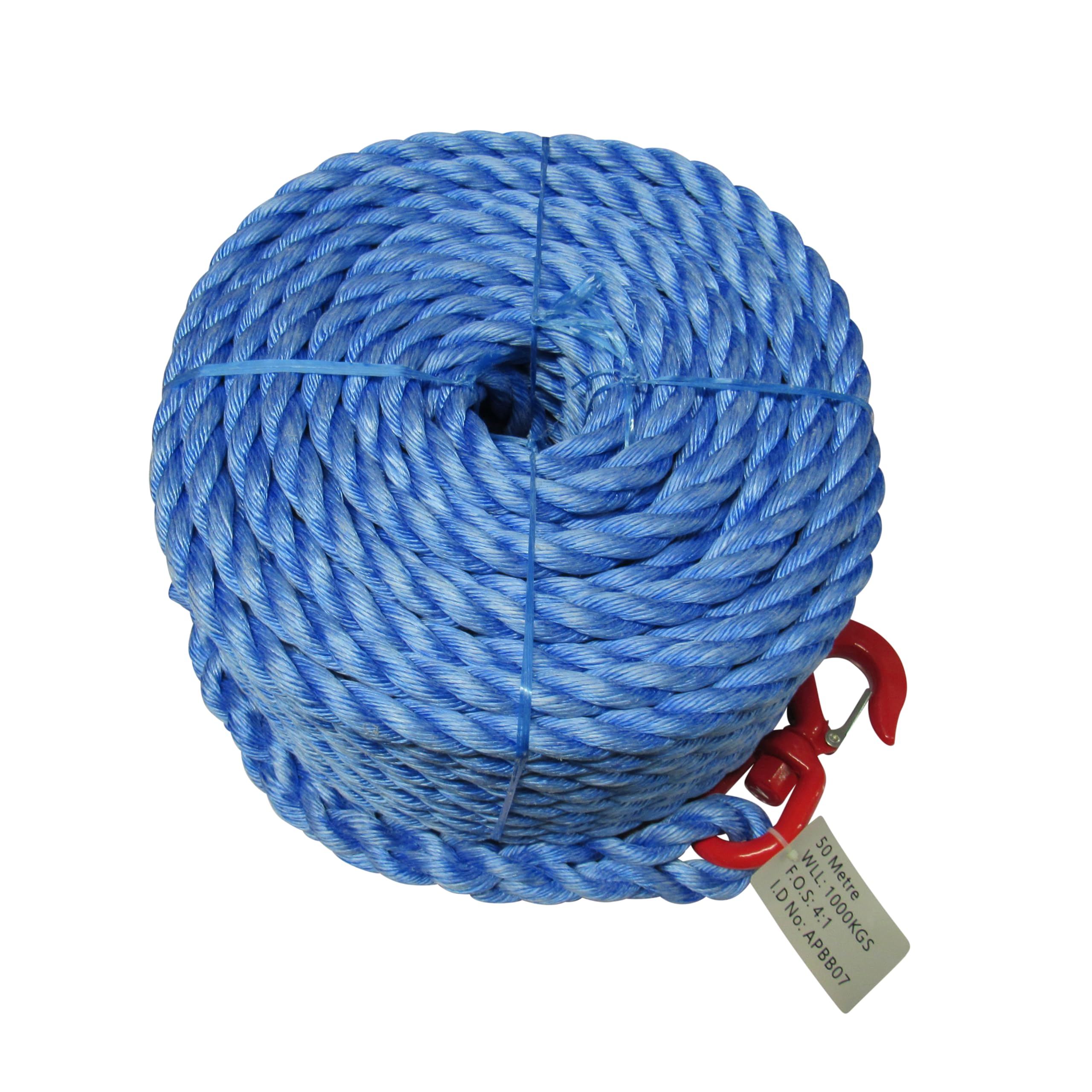 Scaffolding Gin Wheel Rope with Swivel Hook 10M - 50M (18MM Polypropylene Builders Lifting 1 Ton) (15 Metre)