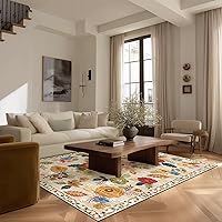 Vista 72 de Alfombras de Área 8x10 Lavables: Alfombra Grande para Sala de Estar Resistente a Manchas Desgastada Vintage Boho Alfombra Antideslizante de Pelo