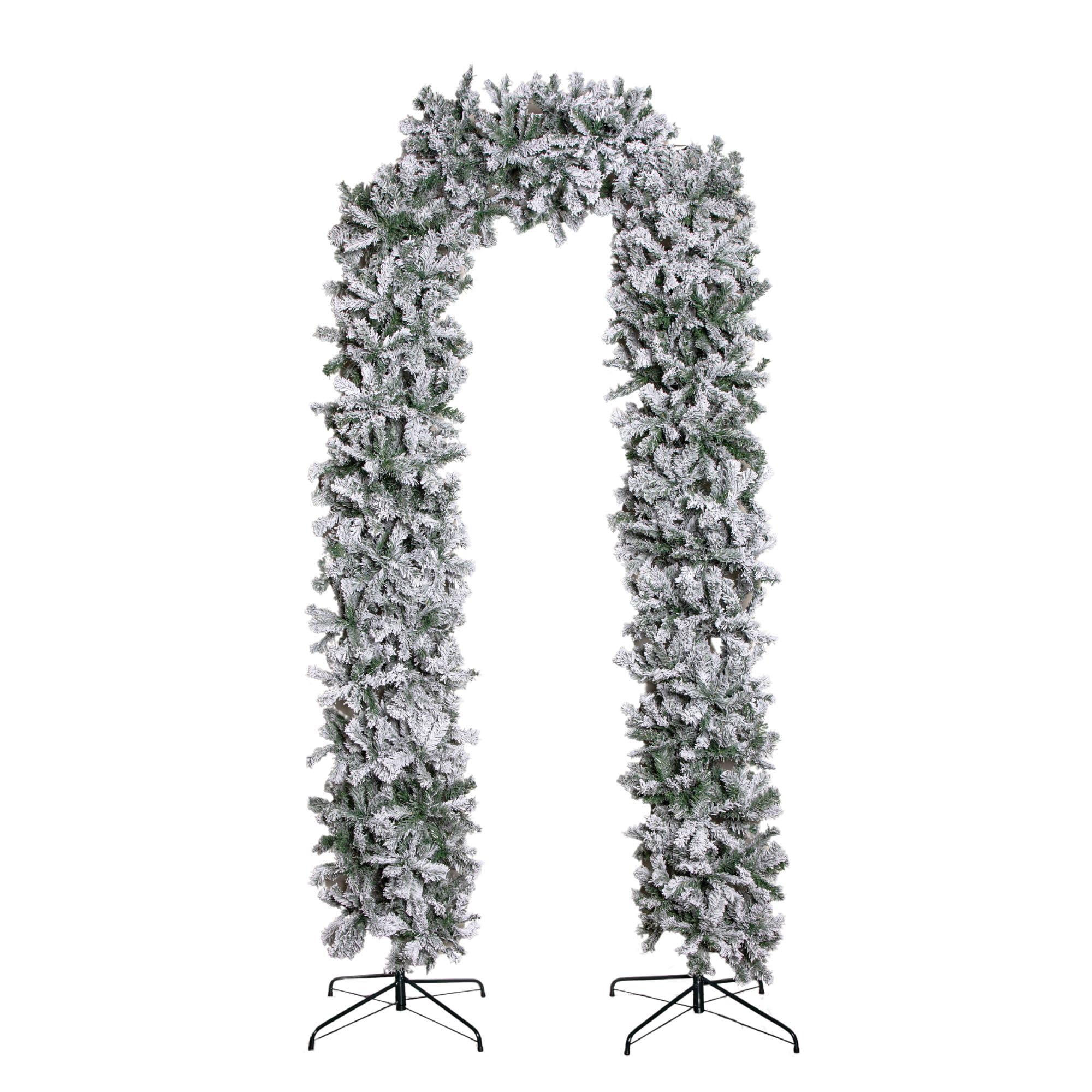 Samuel Alexander 8ft Slimline Snow Flocked Christmas Tree Arch - Green - 2000 Tips - Single Door