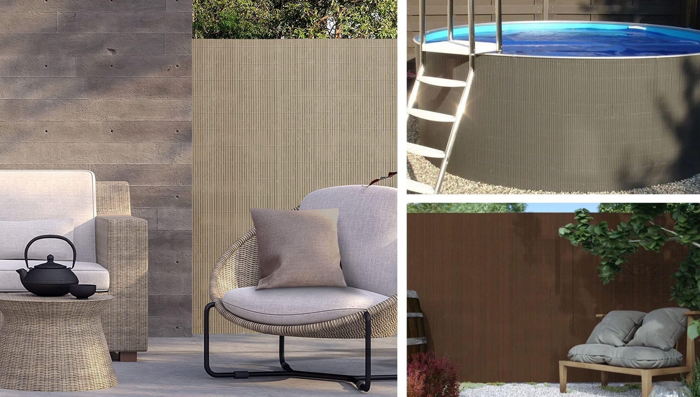 Premium PVC Sichtschutzmatte - Bambus - 220 x 600 cm (2-teilig) - Zaunsichtschutz, Sichtschutzzaun, Balkonverkleidung, Zaunblende Garten Balkon Terrasse