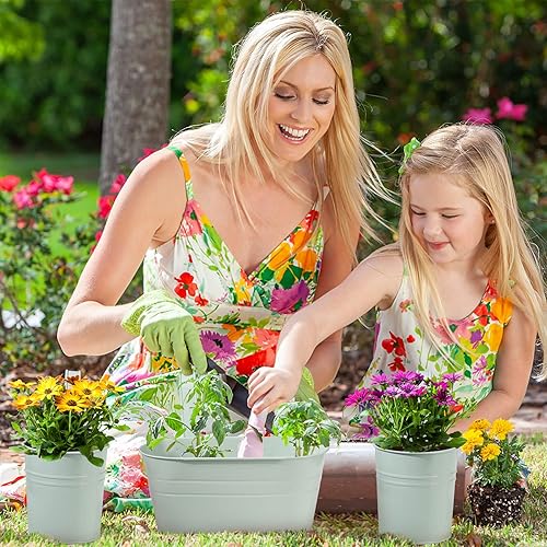 Miniatura 5 de Maceta colgante de 3 piezas para barandilla al aire libre, soporte de metal para plantas de balcón con ganchos desmontables y drenaje, cubo vintage,