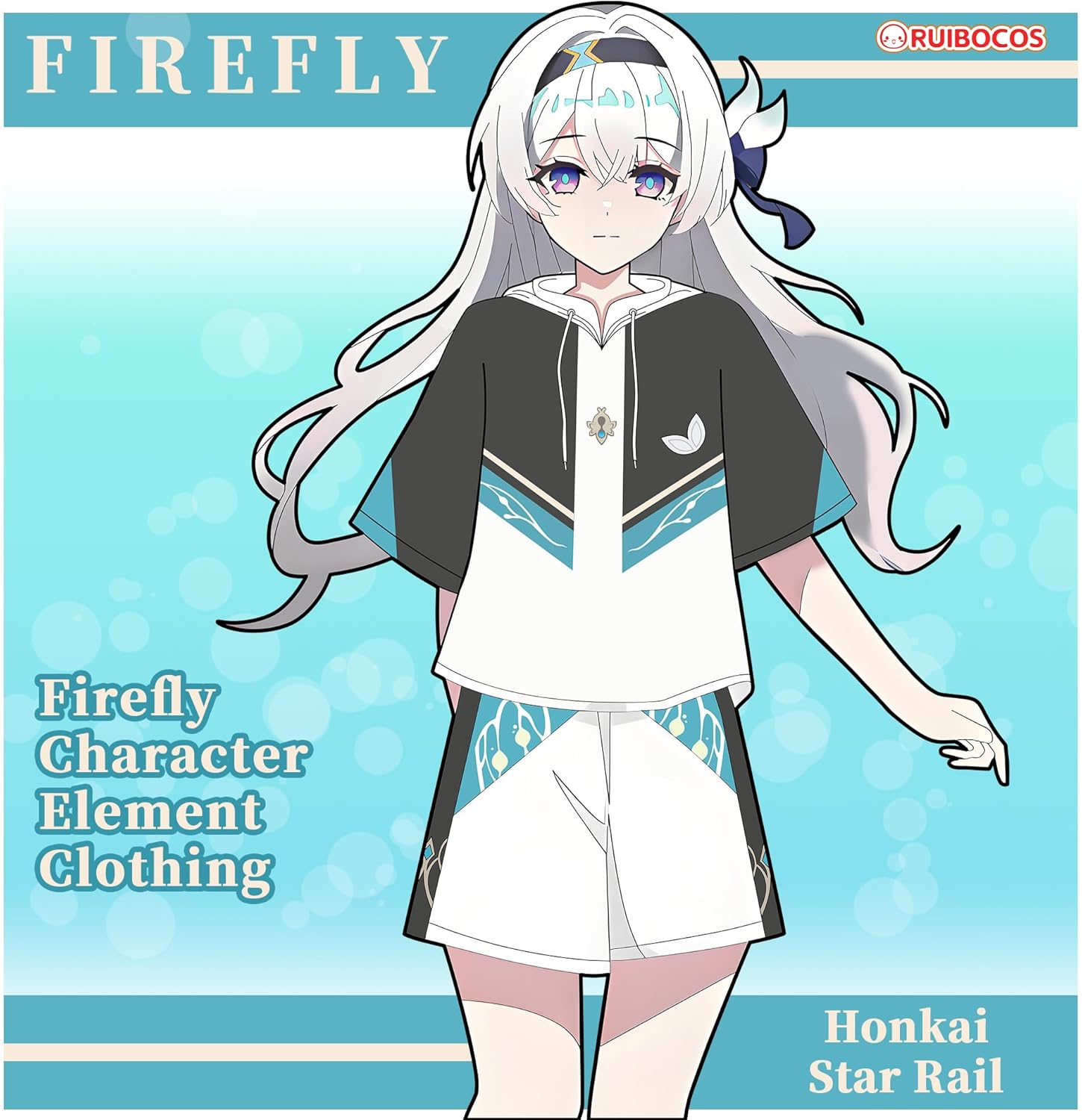 RUIBOCOS FireflySeries Impression Hoodie Shorts Daily Set Costume Unisex