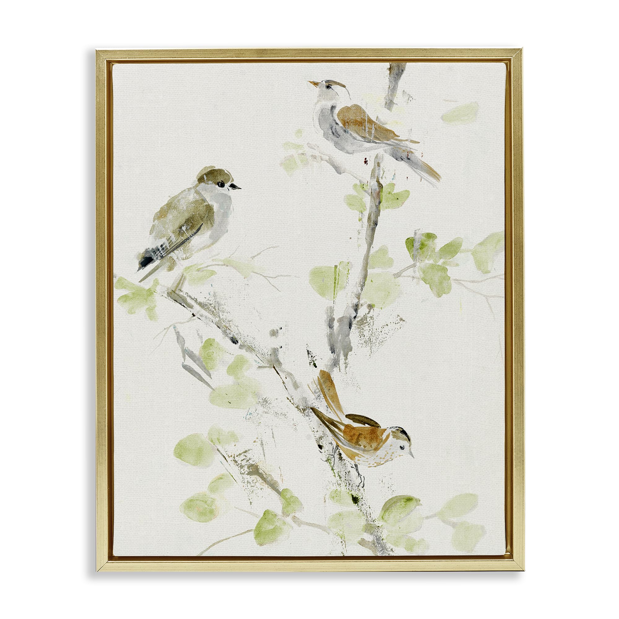 Stupell Industries 'Delicate Feathers Abstraction', Floating Frame Canvas Art, Gold, 25 x 31 Inches, Easy to Hang and Sturdy, Made in USA, by Lorenzo Collective