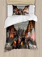 Vista 203 de Ambesonne Juego de funda de edredón de baloncesto, silueta de jugador de baloncesto, promoción de campeonato de competencia de atleta, juego de ropa