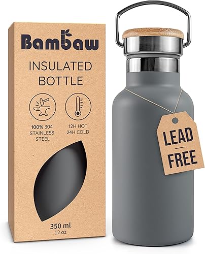 Miniatura 19 de Bambaw Botella de agua aislada de 32 onzas, botella de agua de acero inoxidable verde, botella de agua grande de acero inoxidable, botella de agua