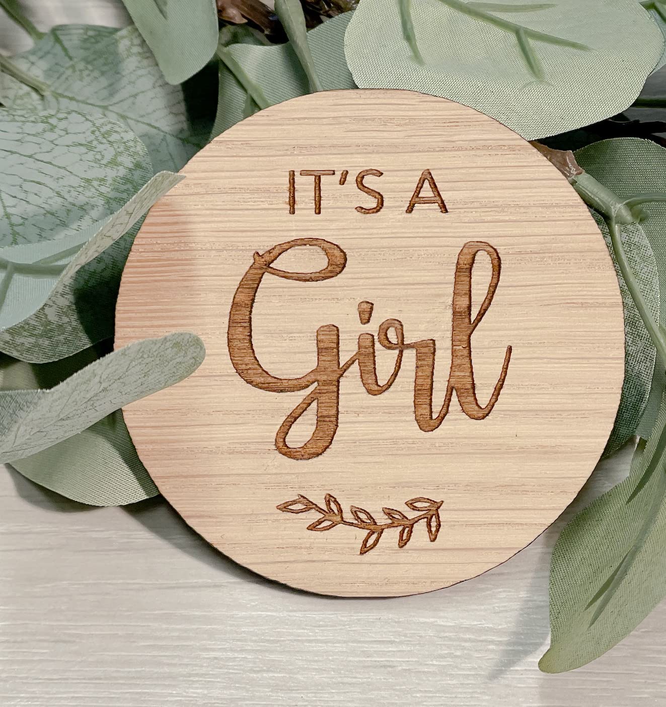 My Pretty Little Gifts It's a Girl and It's a Boy Lot de 2 disques en bois pour révéler le sexe de la grossesse, annonce de bébé, chêne, 80 mm
