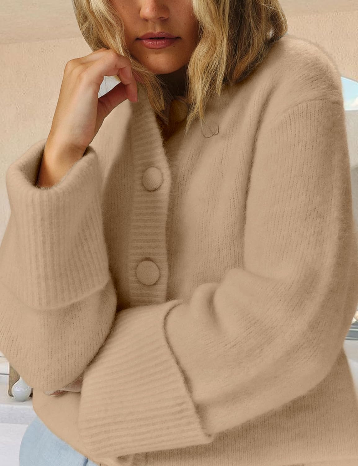 Women's Cardigans Lightweight Button Sweaters Casual High-Folded Sleeve Knit Jacket Cozy Fashion Clothing 2025 - Image 4