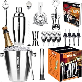 Bar Set 17-Pieces Jumbo Bartender Kit - Premium Cocktail Set Mixology Kit for Bar and Home -All-In-One Cocktail Shaker Set - Bartender Mixology Barware Set for Men and Women - Bar Tools Martini Kit - coolthings.us