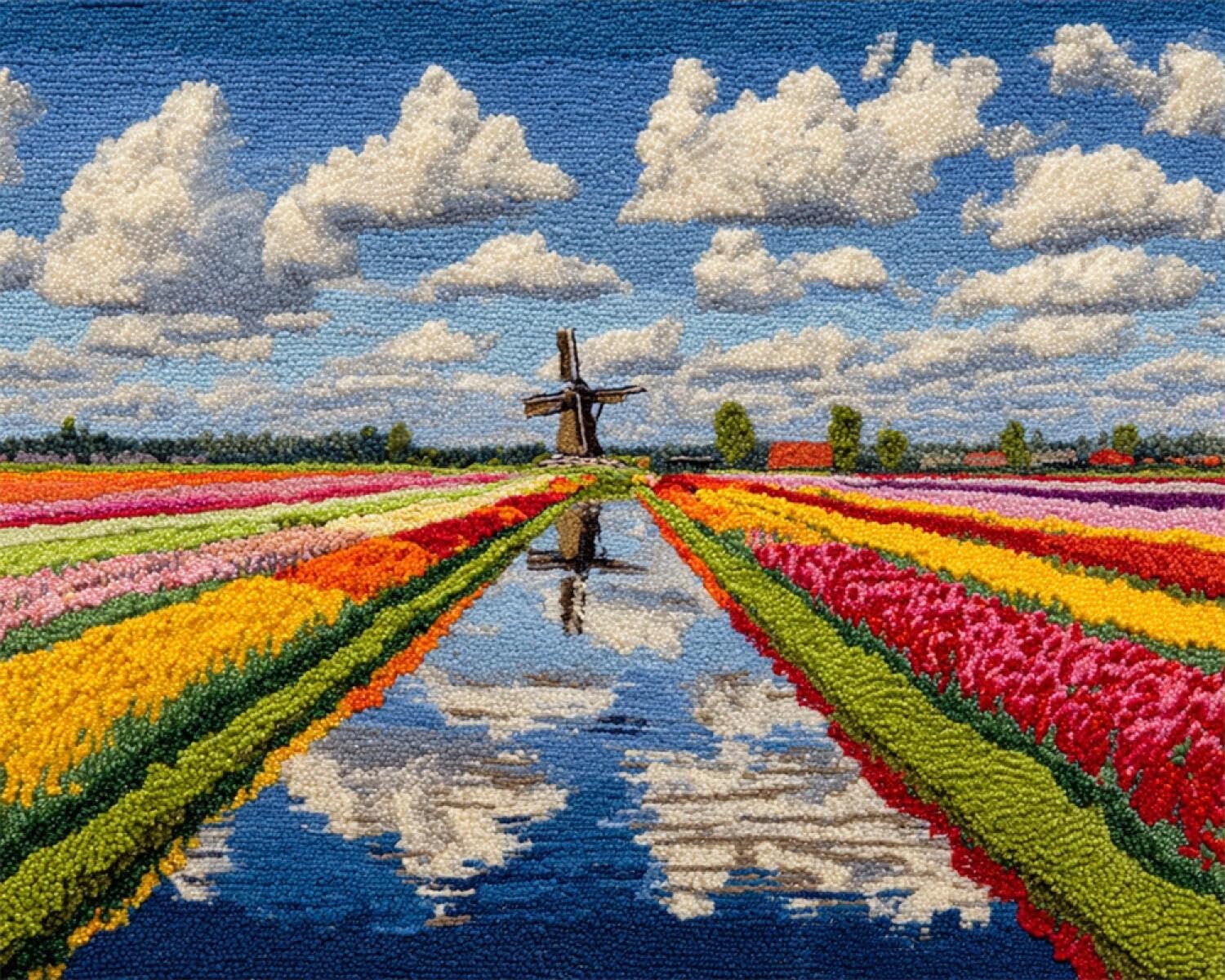 Henypt DIY Latch Hook Rug Kit Tulip Fields 80x115cm