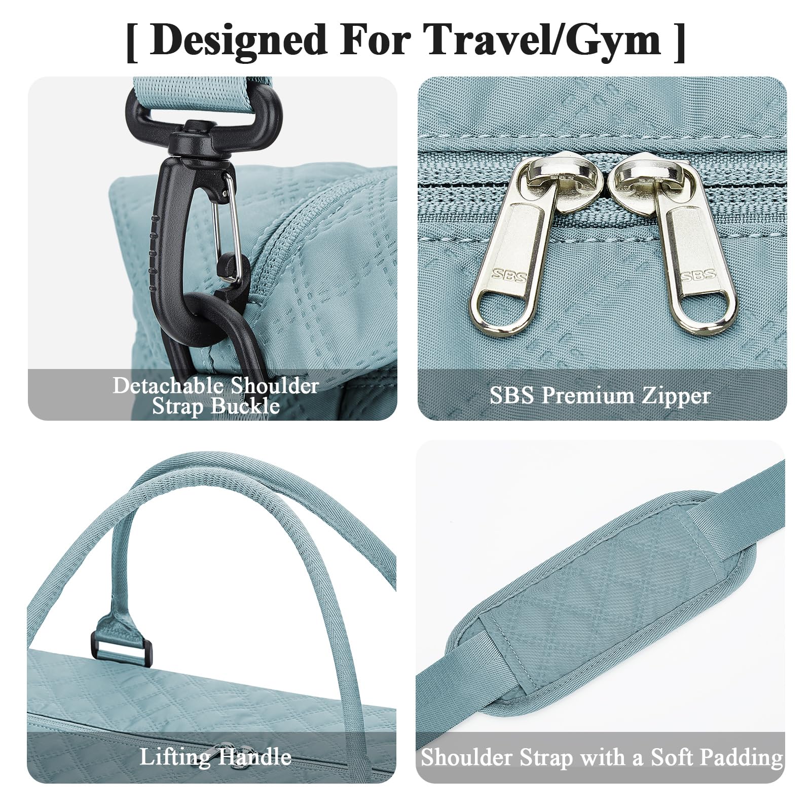 Borsone da Viaggio Donna, Bagaglio a Mano Borsa da Viaggio con Scomparto per le Scarpe, Borsa Sportiva Borsone da Palestra Grande, Borsa da Weekend, Borsa per Ospedale,H2-Blu chiaro