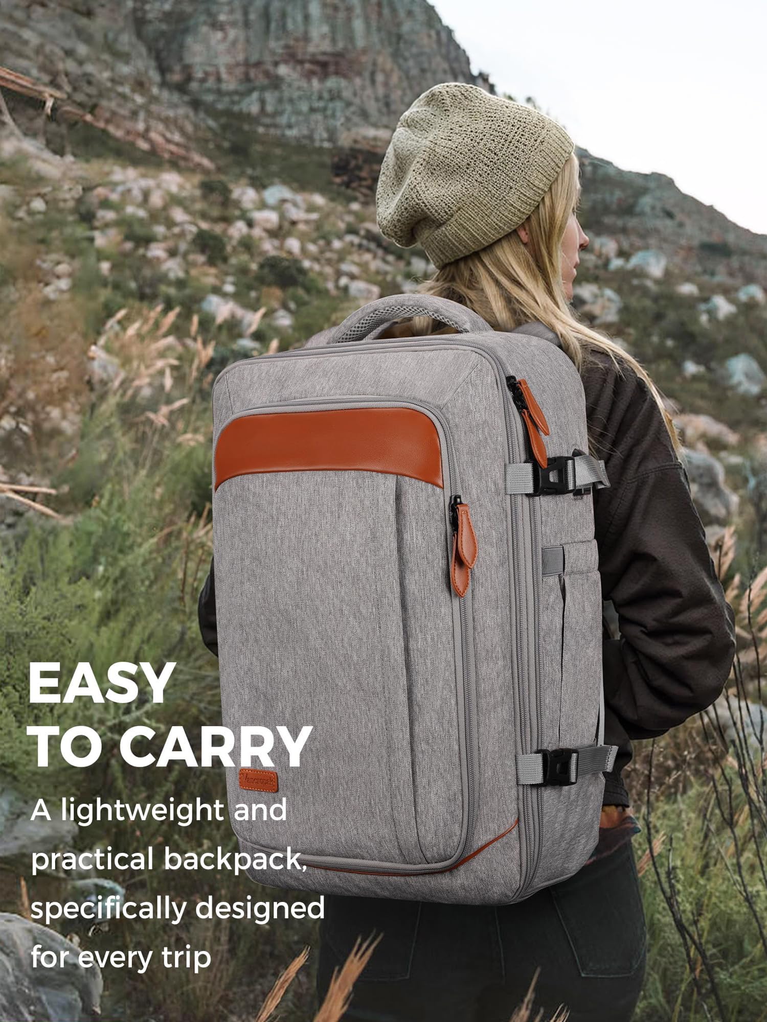 Mochila de transporte, mochila de viaje aprobada para vuelos, Gris, X-Grande, Mochila de mano 40l Gris 7