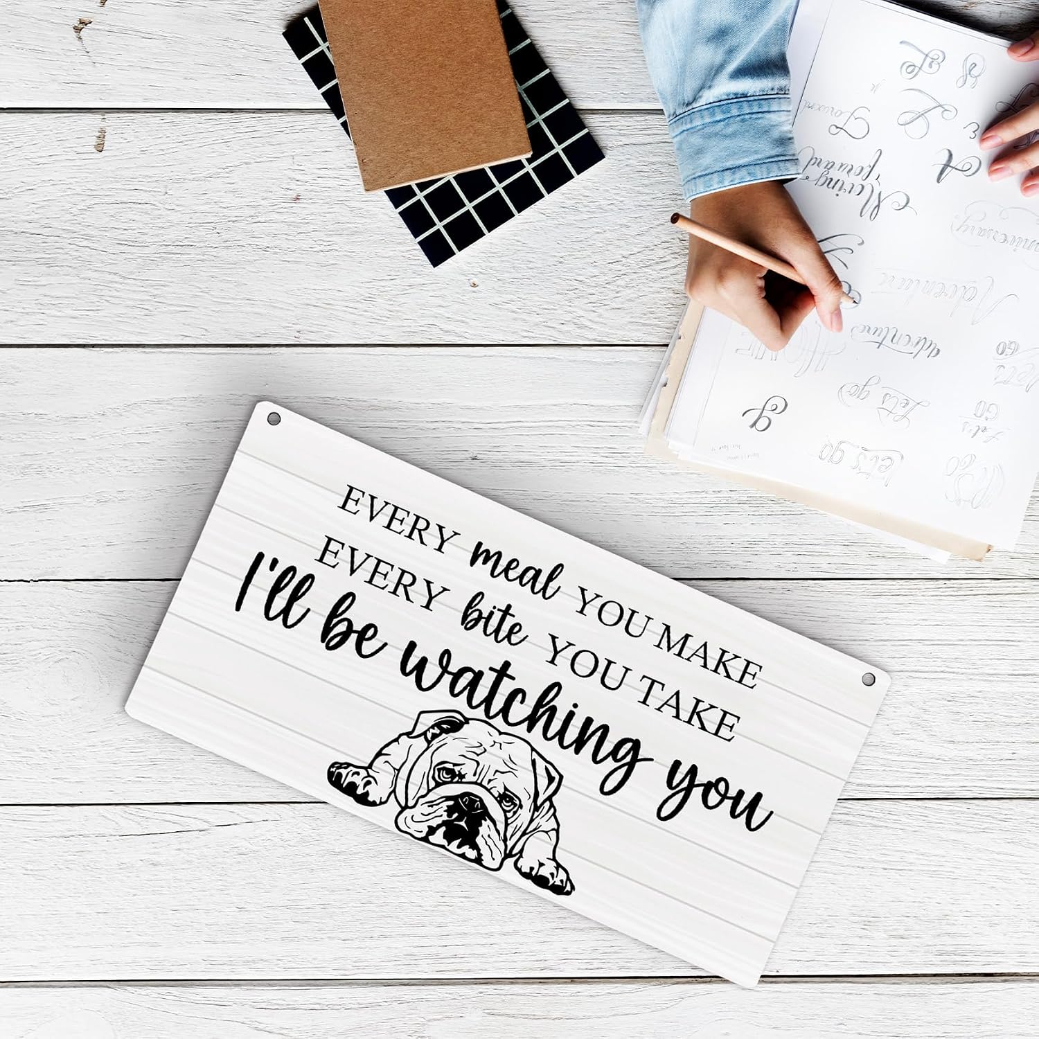 Huester American Bulldog Wall Plaque, Bulldog Gifts, Every Meal You Make Dog Decor, 12x6 inches image 5