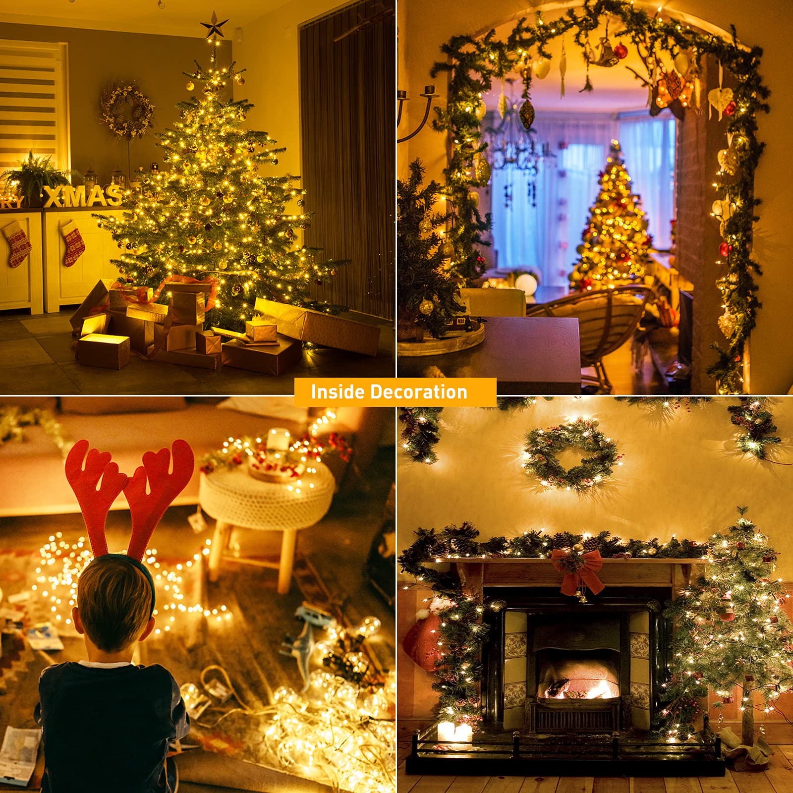 ELKTRY Luci Natale Esterno, 1000LEDs 25M Luci per Albero di Natale, Catena Luminosa Esterno Impermeabile con 8Modalità, Stringa Luci Natalizie per Albero/Natale/Giardino/Interno/Festa, Bianco Caldo
