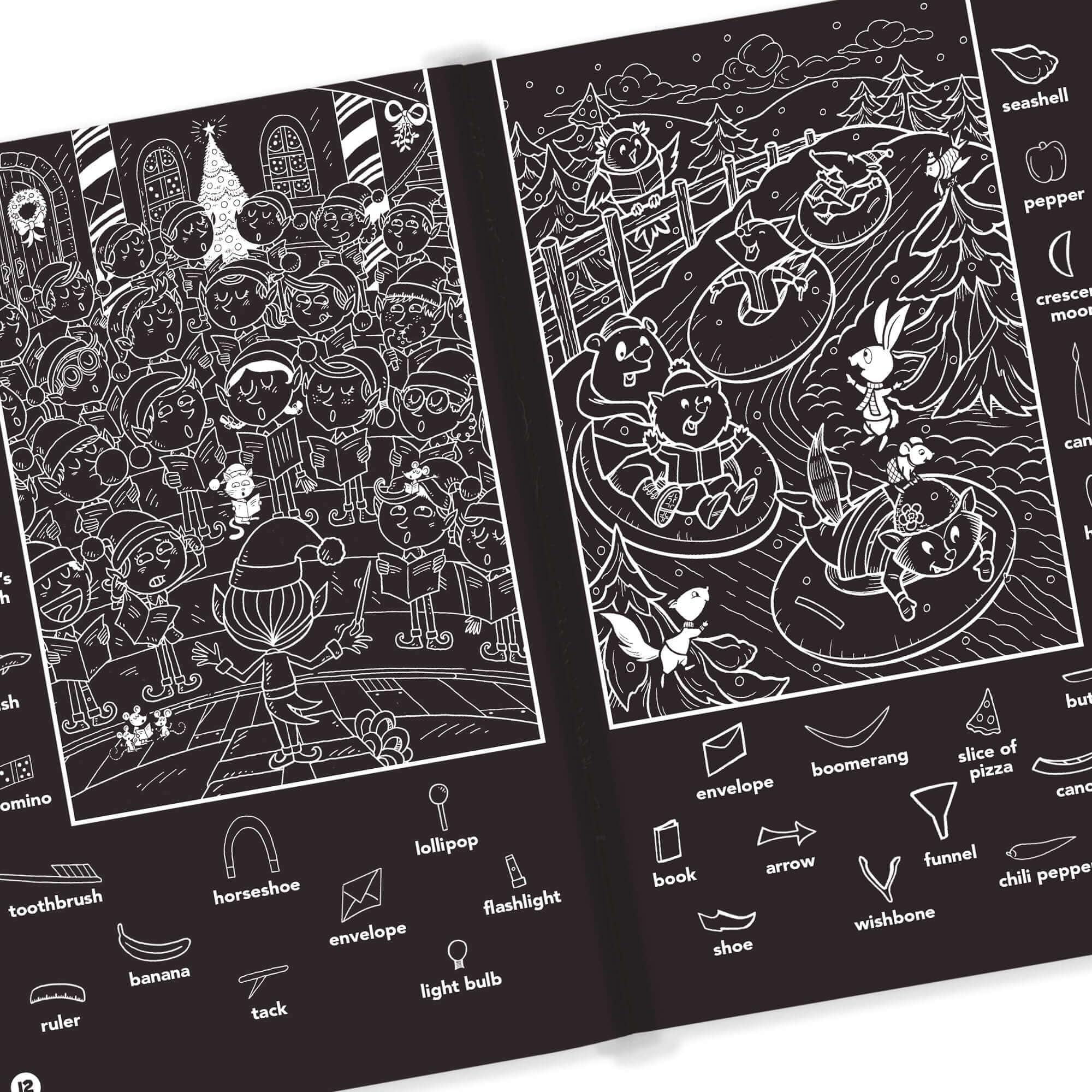 Christmas Hidden Pictures Puzzles to Highlight: Color winter puzzles! Over 300+ objects!