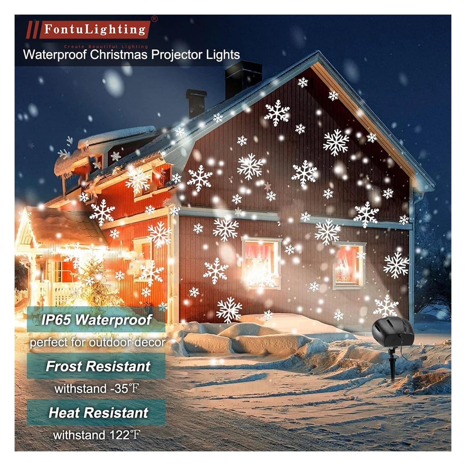Lampe de projecteur、 Projecteur de chutes de neige de noël, 1 pièce, lumières d'extérieur, projecteur de flocon de neige rotatif 2 en 1 amélioré avec minuterie à distance, étanche IP65 、 décoration de