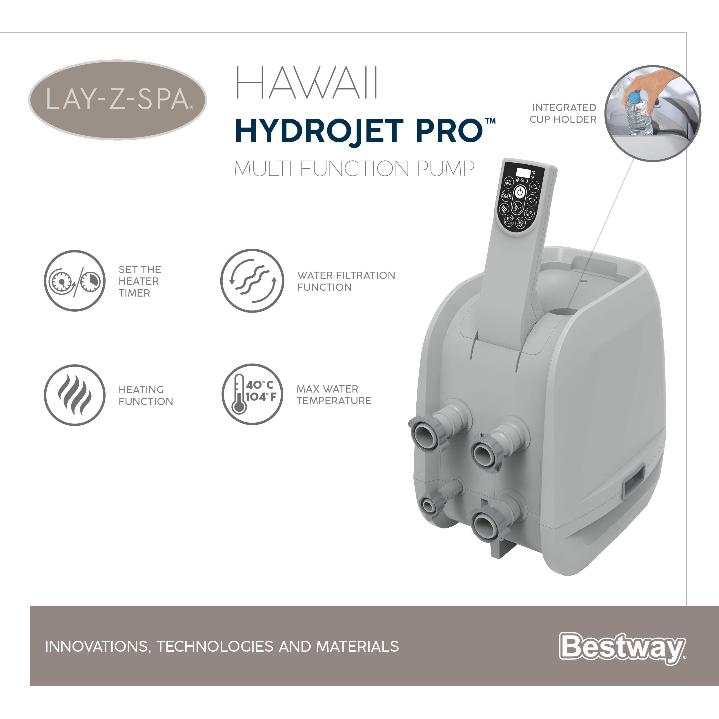 Bestway 60031 Minipiscina idromassaggio gonfiabile Hawaii Lay-Z-Spa HydroJet Pro
