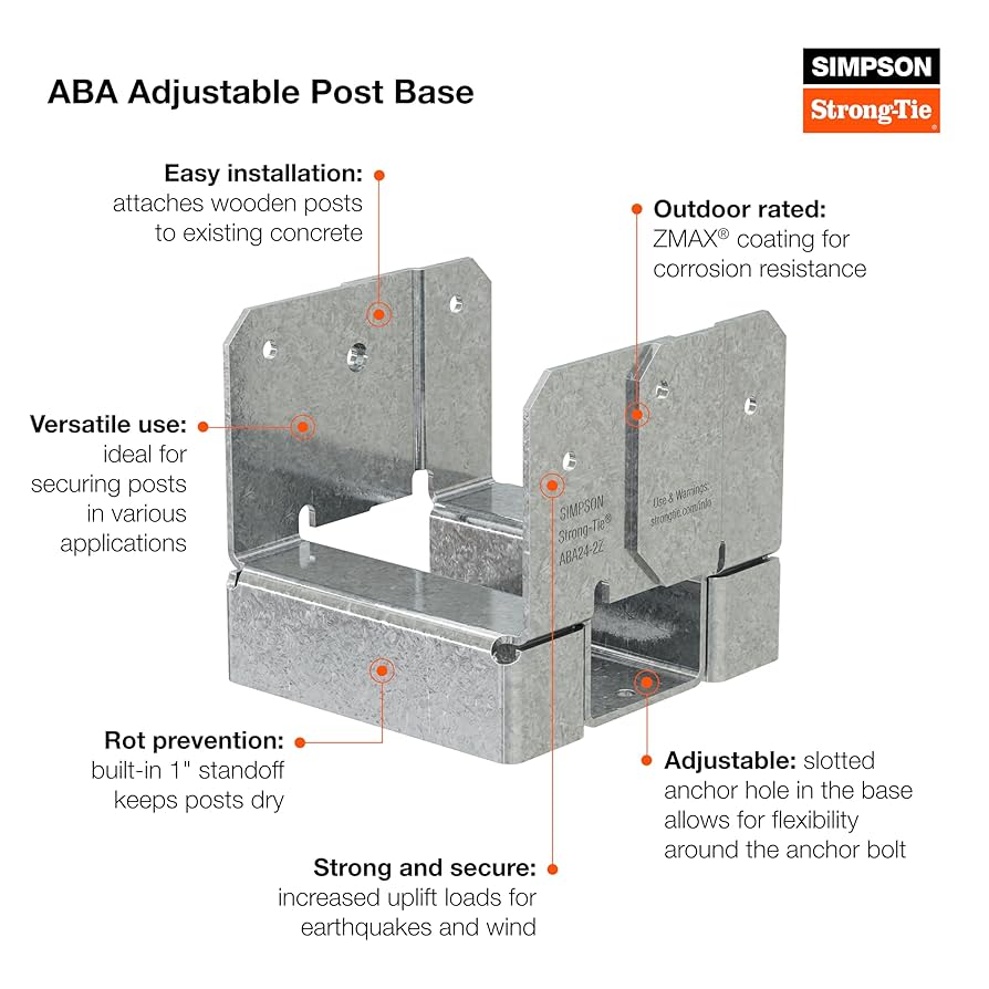 Amazon.com: Simpson Strong-Tie ABA44Z ABA ZMAX® Galvanized
