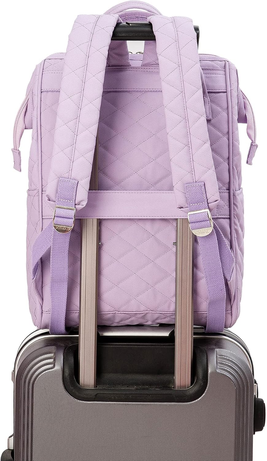 Kinmac Wide Open Style Laptop Backpack Travel Outdoor Backpack For Laptop Up to 15.6 Inch(Purple Embroidery)