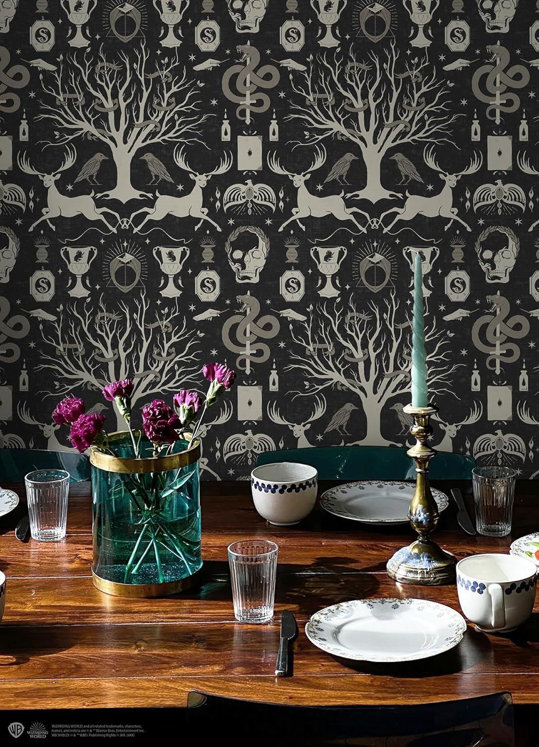 Harry Potter Horcrux Black Damask Peel and Stick Wallpaper by RoomMates, RMK12781PLW