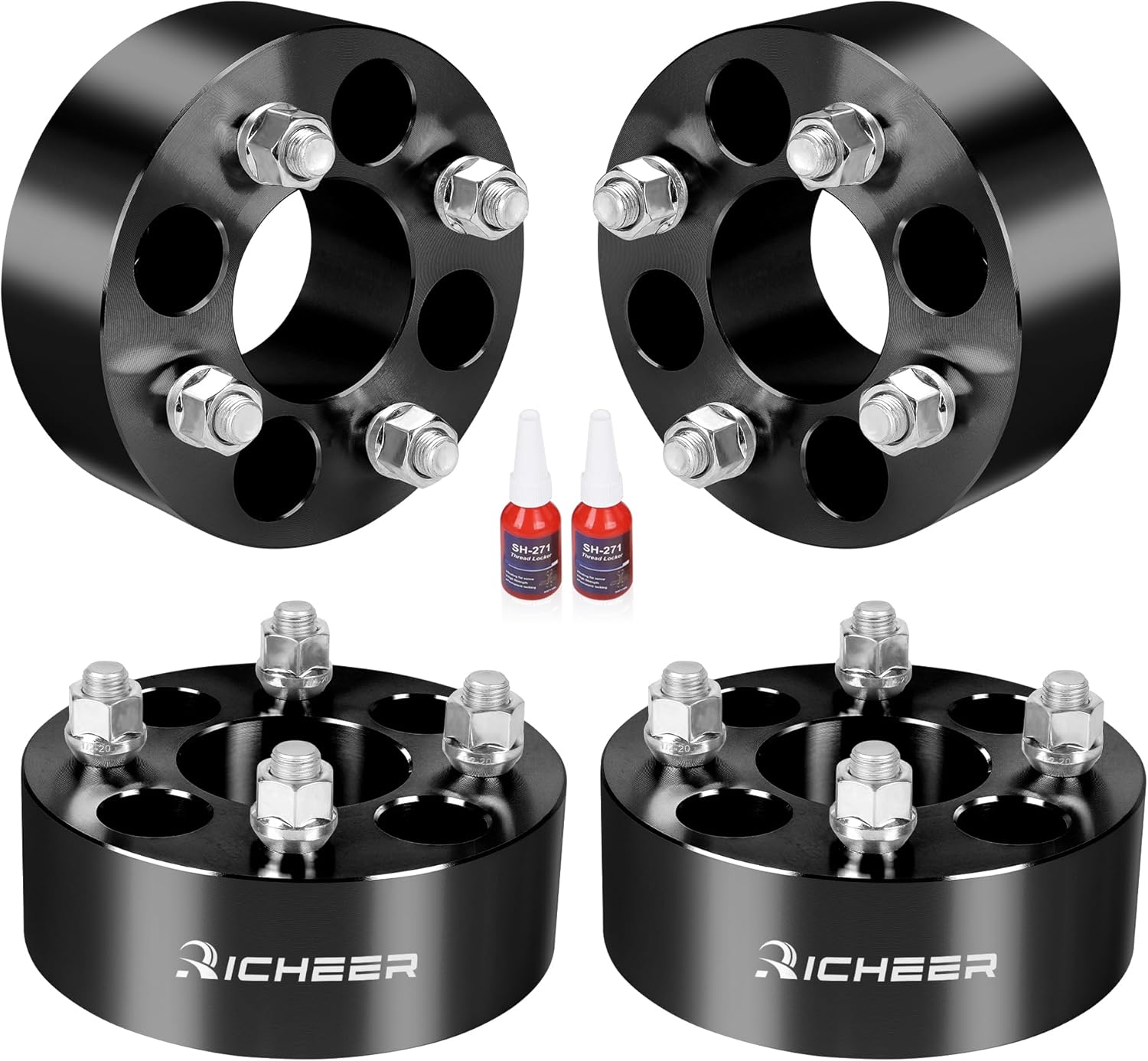Richeer 2 inch 4x4 Wheel Spacers for EZ GO EZGO Club Car Golf Carts and ATV Vehicles, 4 PCS 4x101.6mm Wheel Spacers with 1/2 x20 Studs & 62mm Center Bore