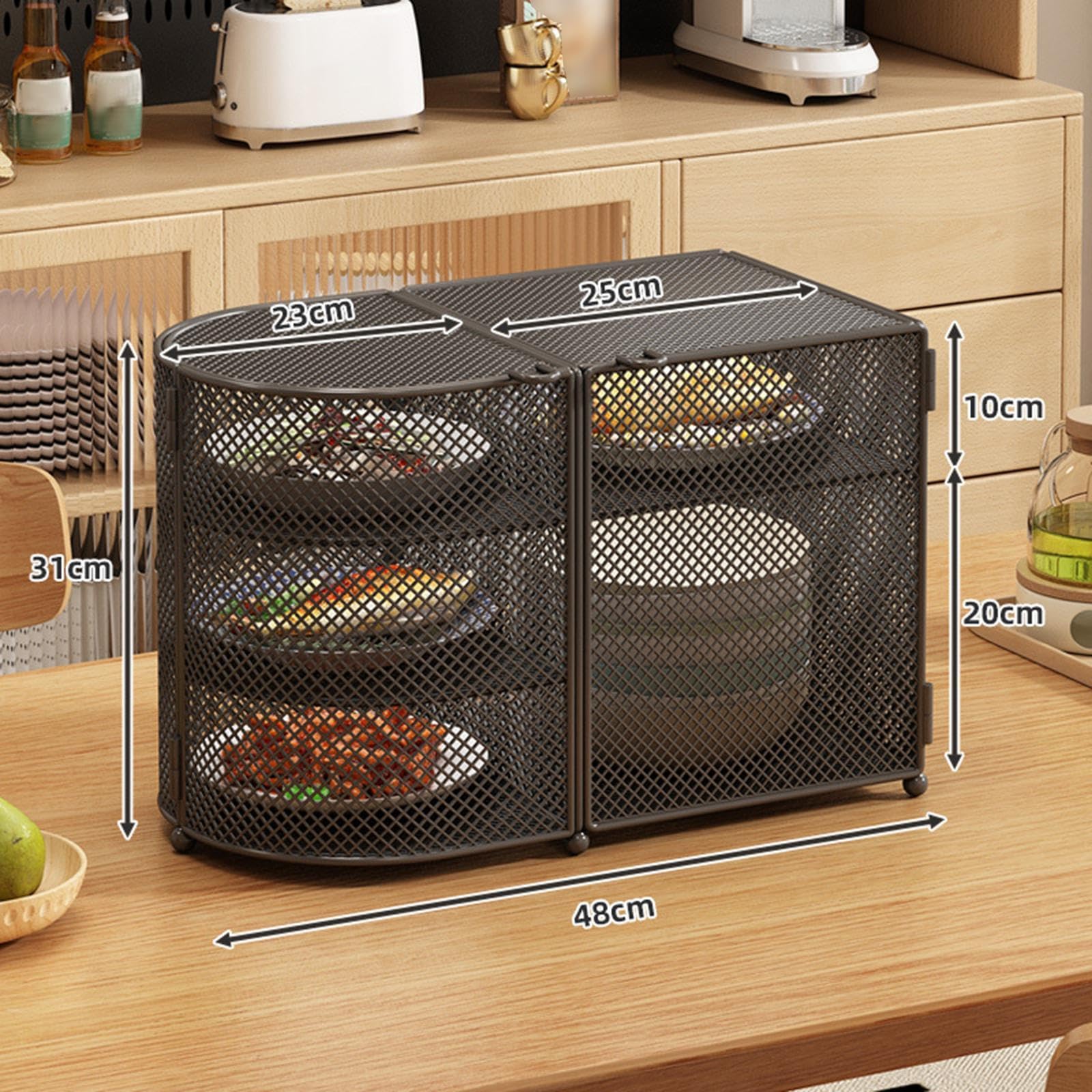 Copertura per alimenti in rete, riutilizzabile, pieghevole, grande, per barbecue, campeggio, feste in famiglia, picnic, tenda per alimenti, 48 x 31 cm, colore nero