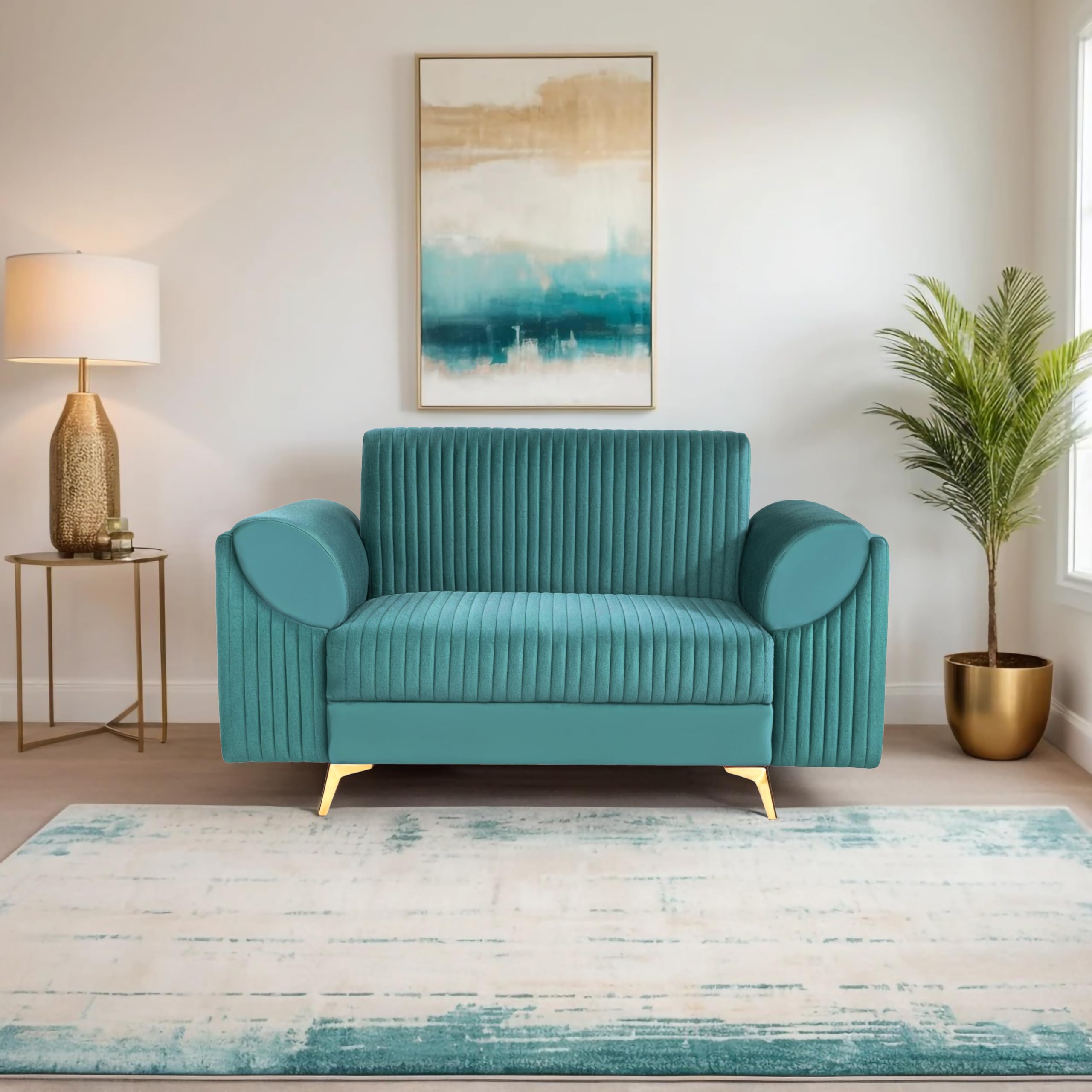 Venice 2 Seater Sofa |Luxury Comfort | Extra Spacious | Stylish Wooden Frame Sofa | Elegant Couch for Living Room, Lounge & Office | Premium Seating (Plush Suede - Teal)