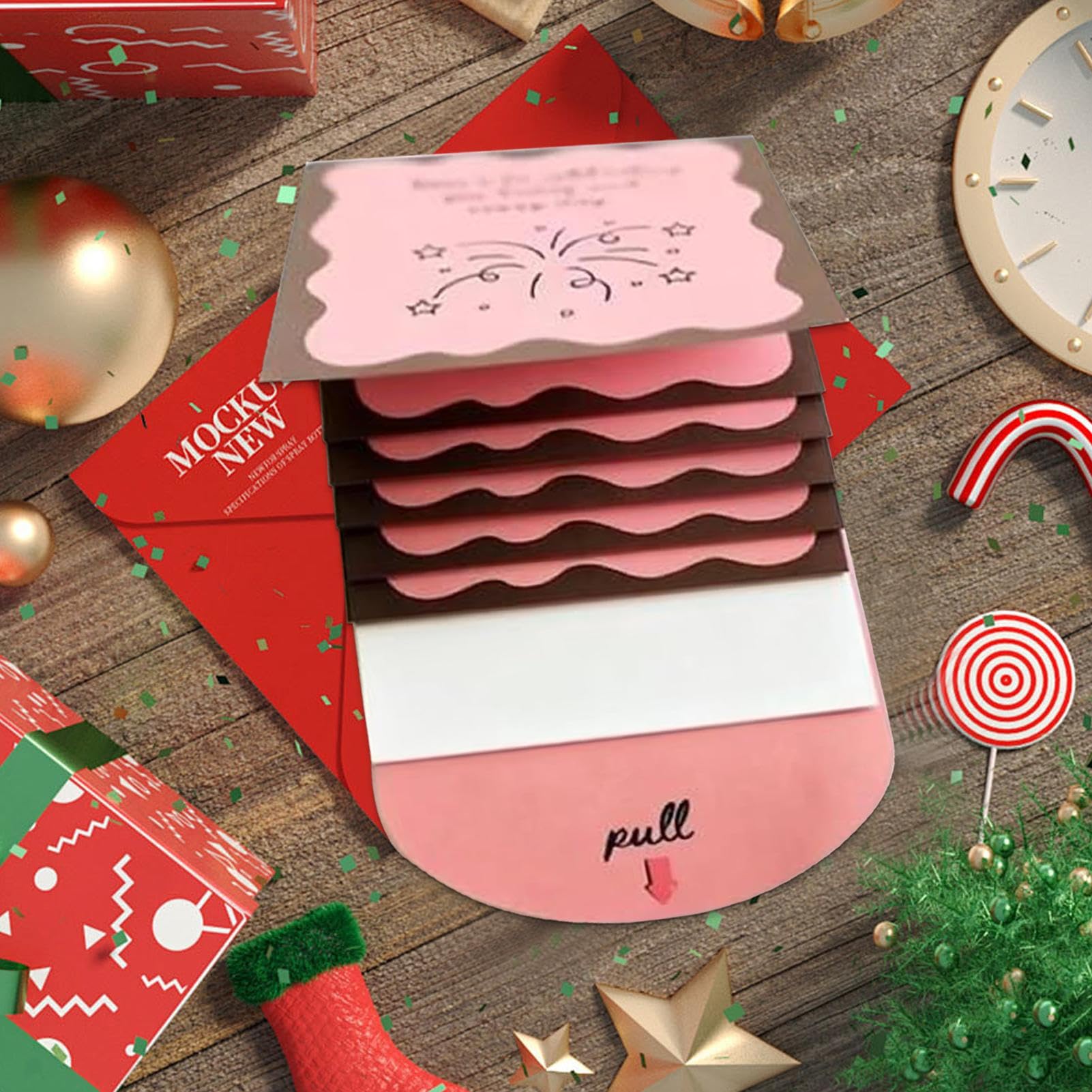 Porta Tarjetas Navideñas | Librito Decorativo Extraíble,Expositor De Tarjetas En Cascada - Para Adultos Celebraciones Navidad Cumpleaños Fiestas Escolares Reuniones