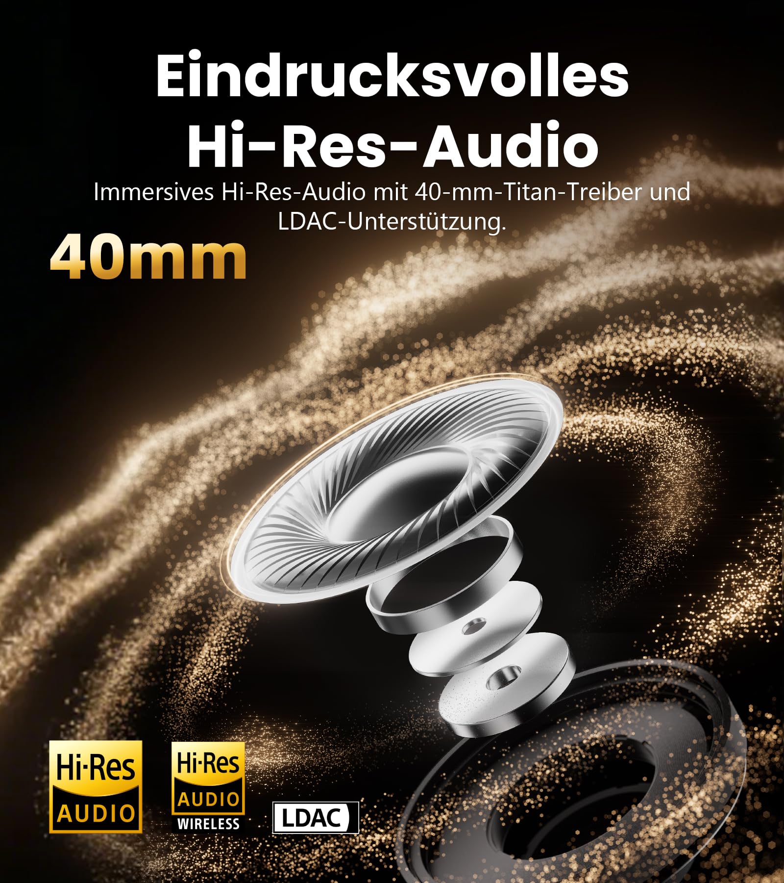Edifier ES850NB Kabellose Over-Ear-Kopfhörer mit Geräuschunterdrückung, Hi-Res Audio Wireless, LDAC, 92h Spielzeit, Bluetooth 5.4 & Multipoint, KI-Anrufgeräuschreduzierung, Faltbar – Braun
