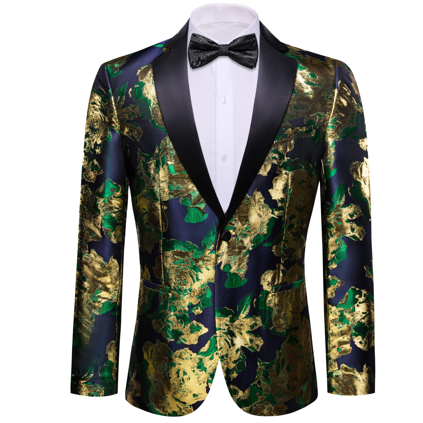 Barry.Wang Mens Floral Blazer Suit Jacket Notched Lapel Casual Sport Coat